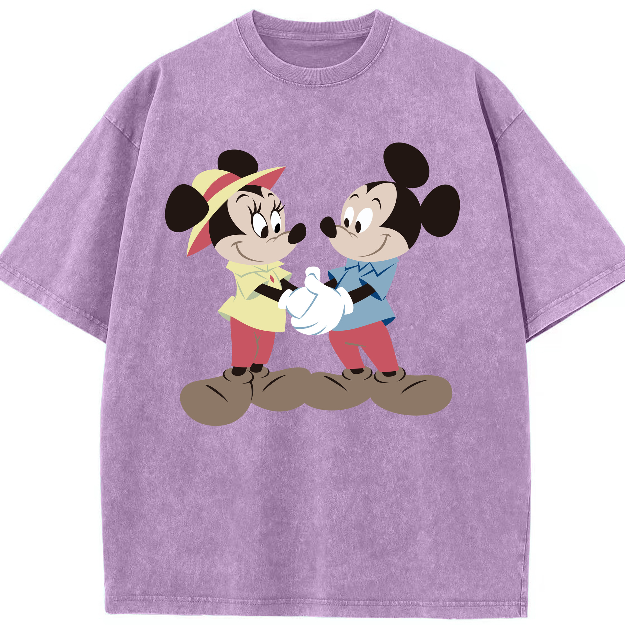（画像用） ミッキーマウス Mickey Mouse 綿100% ヴィンテージ風 半袖Tシャツ（フロントプリント）