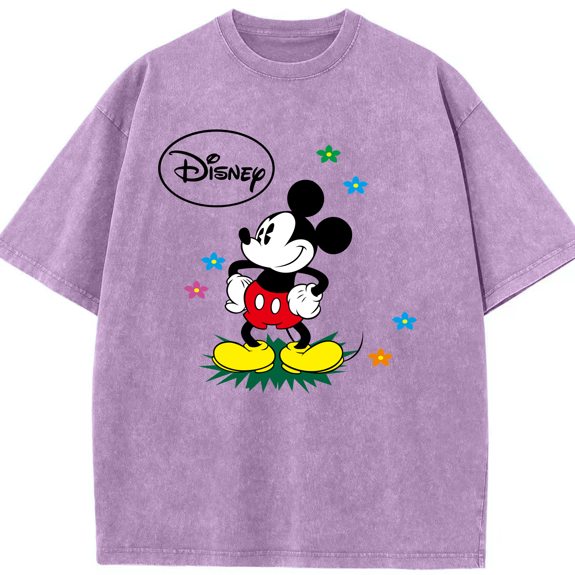 （画像用） ミッキーマウス Mickey Mouse 綿100% ヴィンテージ風 半袖Tシャツ（フロントプリント）