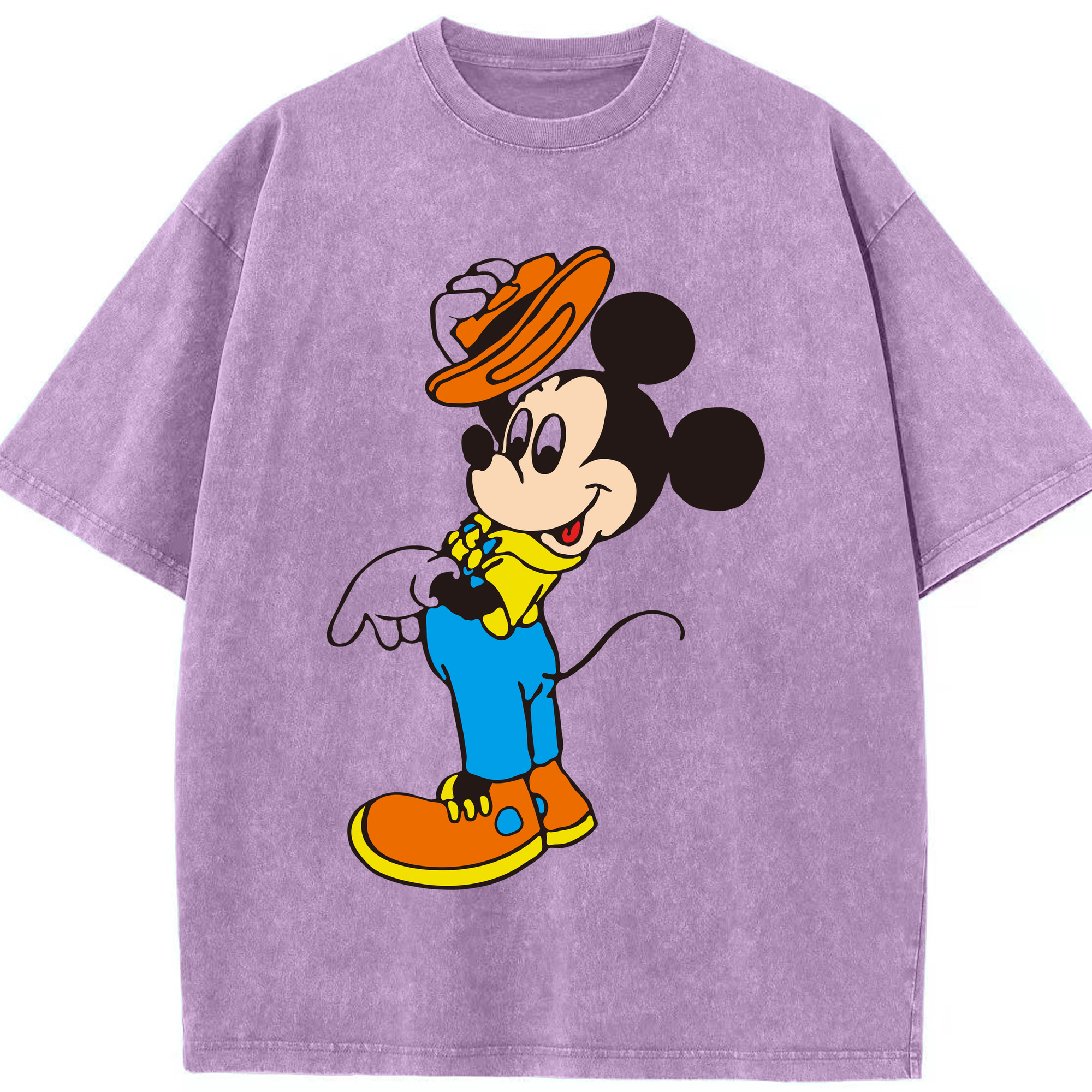 （画像用） ミッキーマウス Mickey Mouse 綿100% ヴィンテージ風 半袖Tシャツ（フロントプリント）
