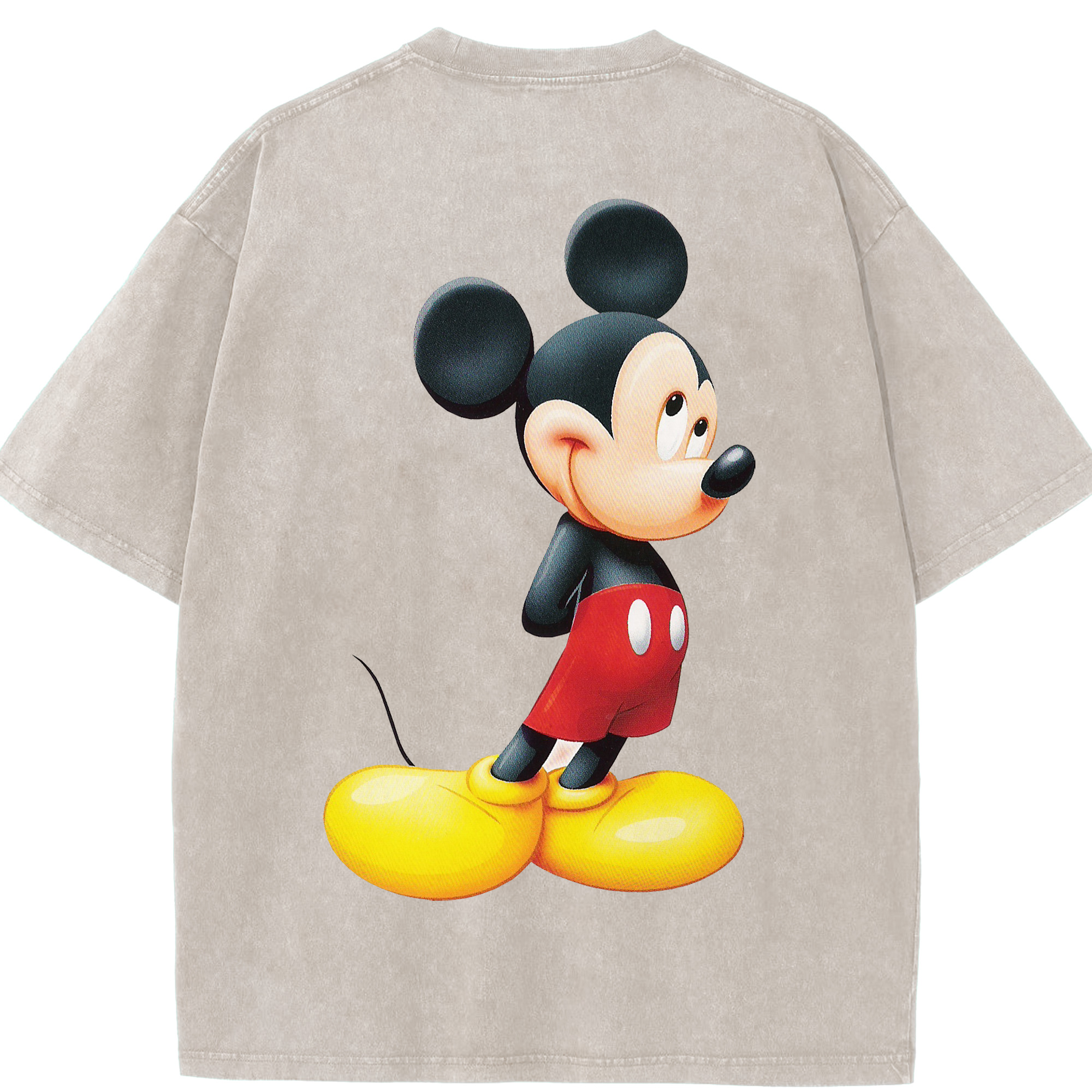 （画像用） ミッキーマウス Mickey Mouse 綿100% ヴィンテージ風 半袖Tシャツ（背面プリント）