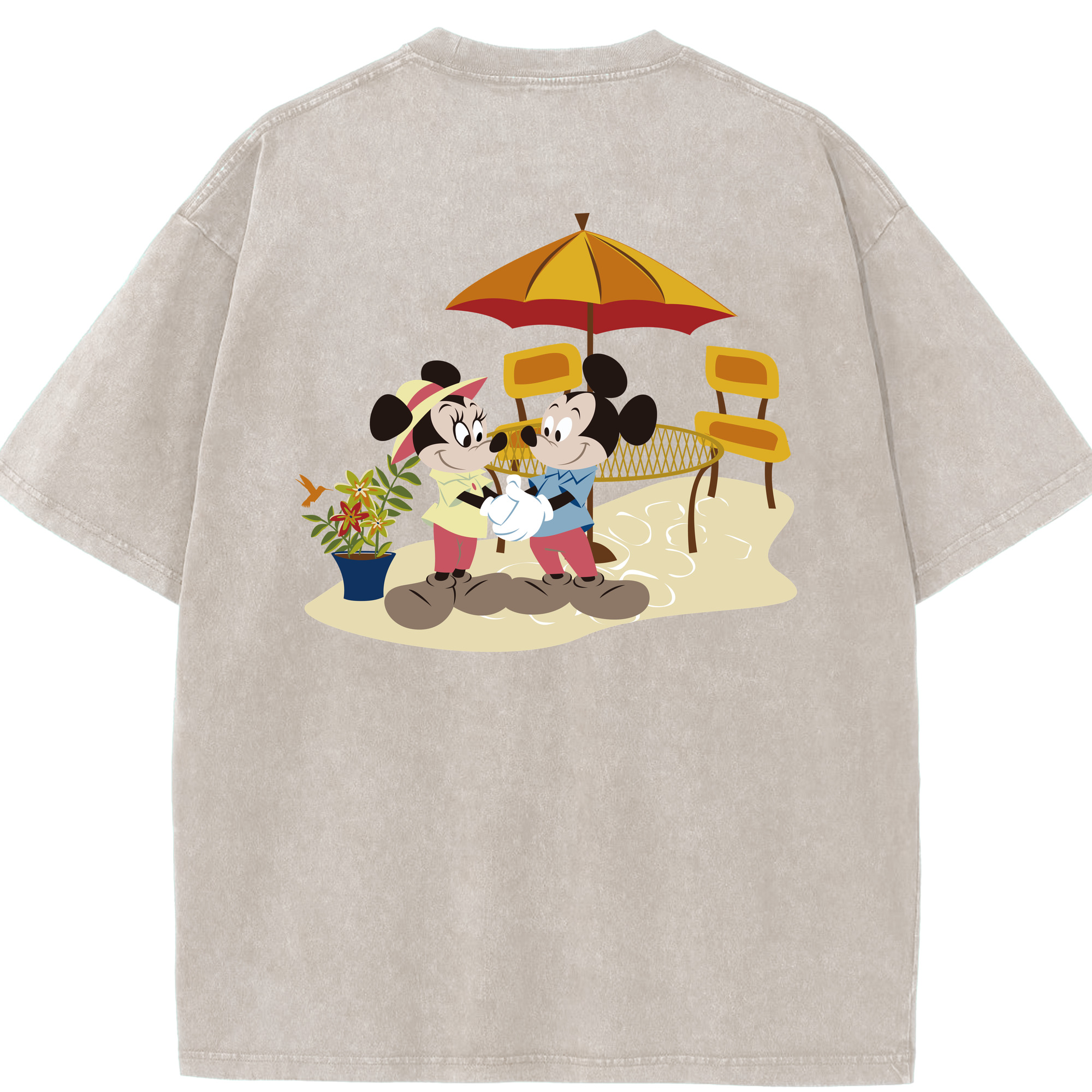 （画像用） ミッキーマウス Mickey Mouse 綿100% ヴィンテージ風 半袖Tシャツ（背面プリント）