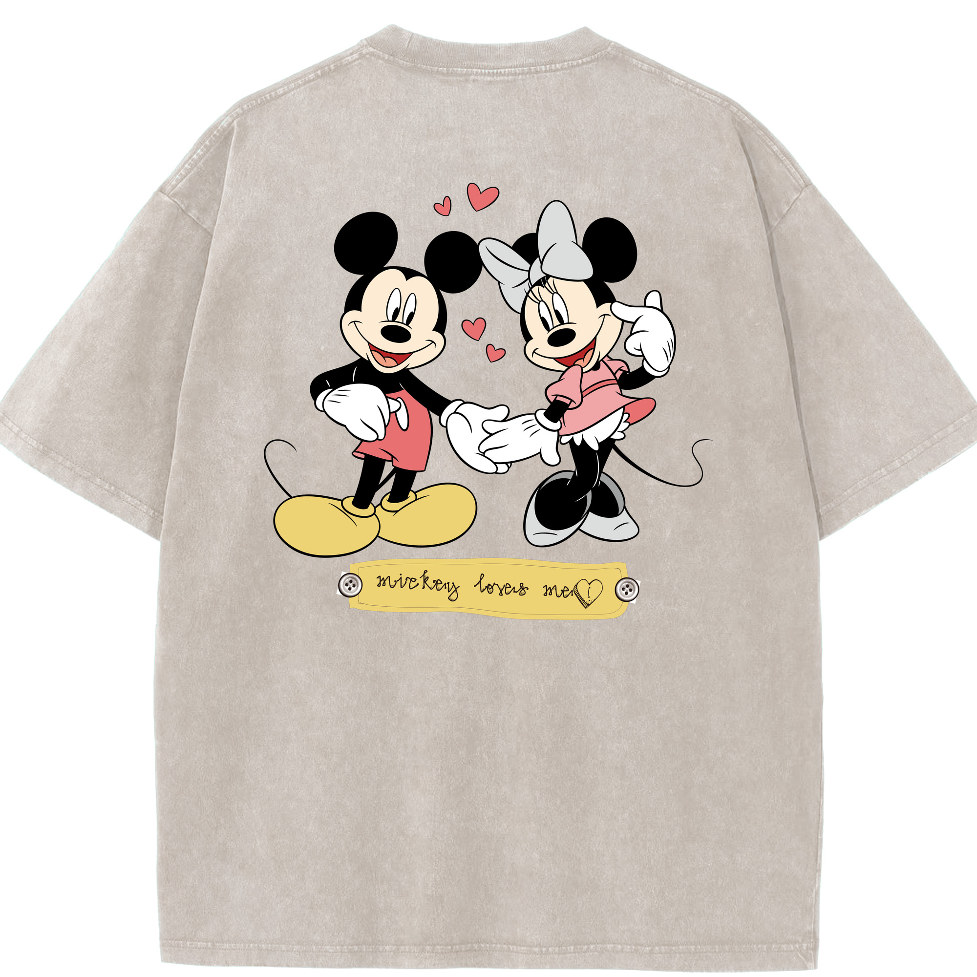（画像用） ミッキーマウス Mickey Mouse 綿100% ヴィンテージ風 半袖Tシャツ（背面プリント）