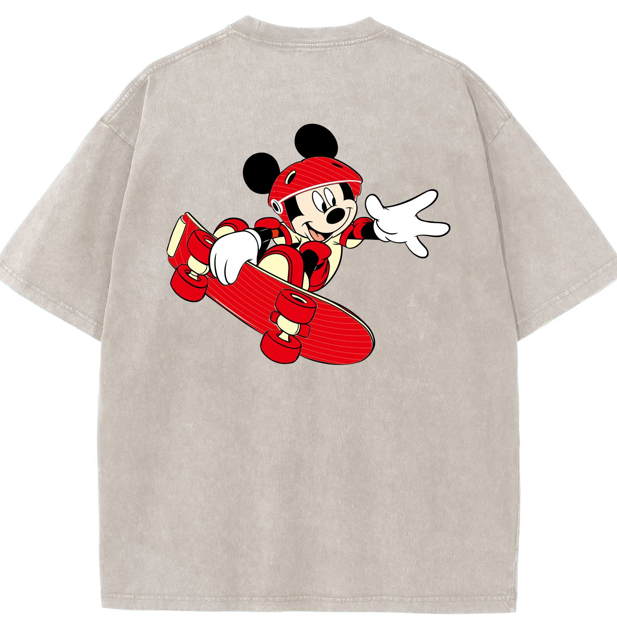 （画像用） ミッキーマウス Mickey Mouse 綿100% ヴィンテージ風 半袖Tシャツ（背面プリント）