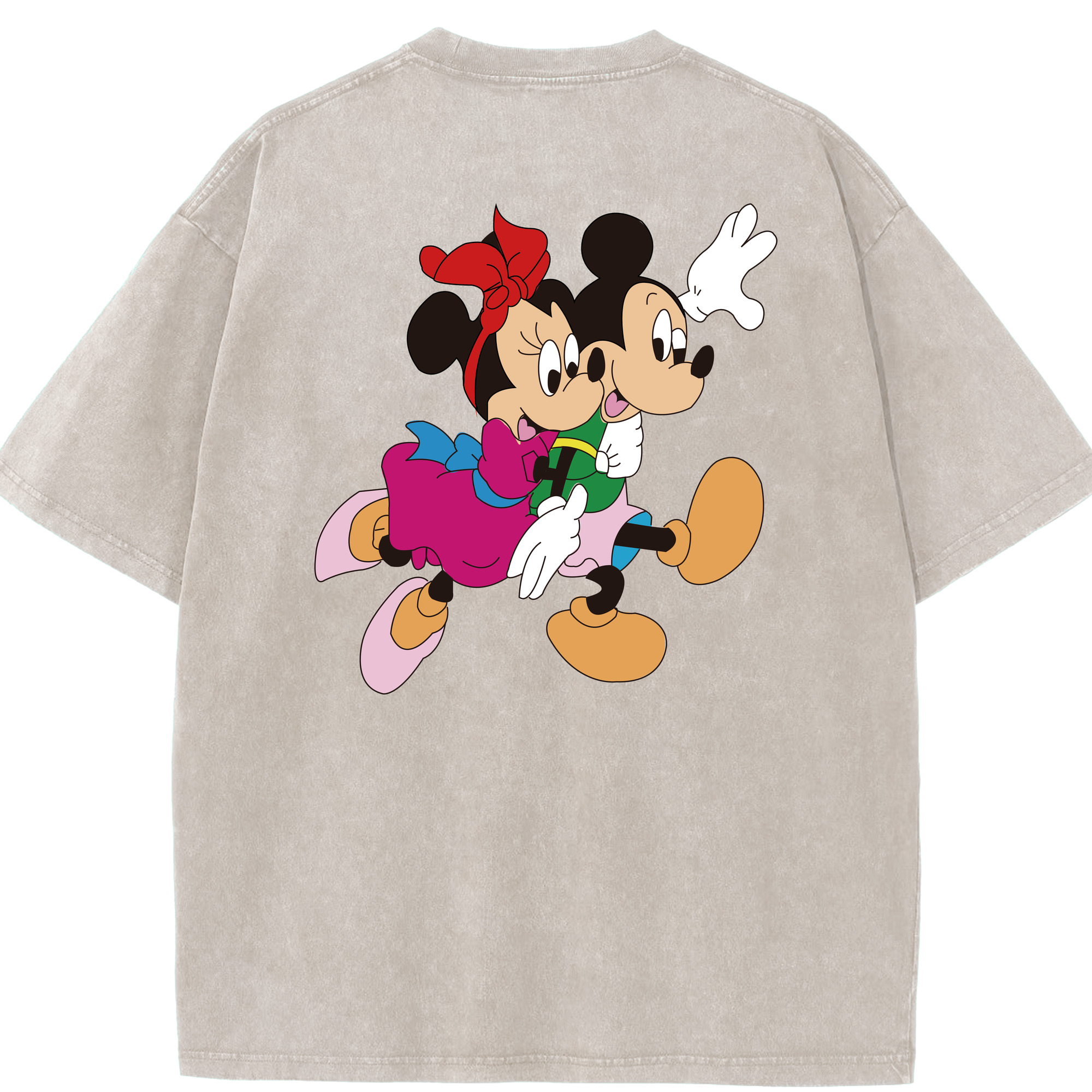 （画像用） ミッキーマウス Mickey Mouse 綿100% ヴィンテージ風 半袖Tシャツ（背面プリント）