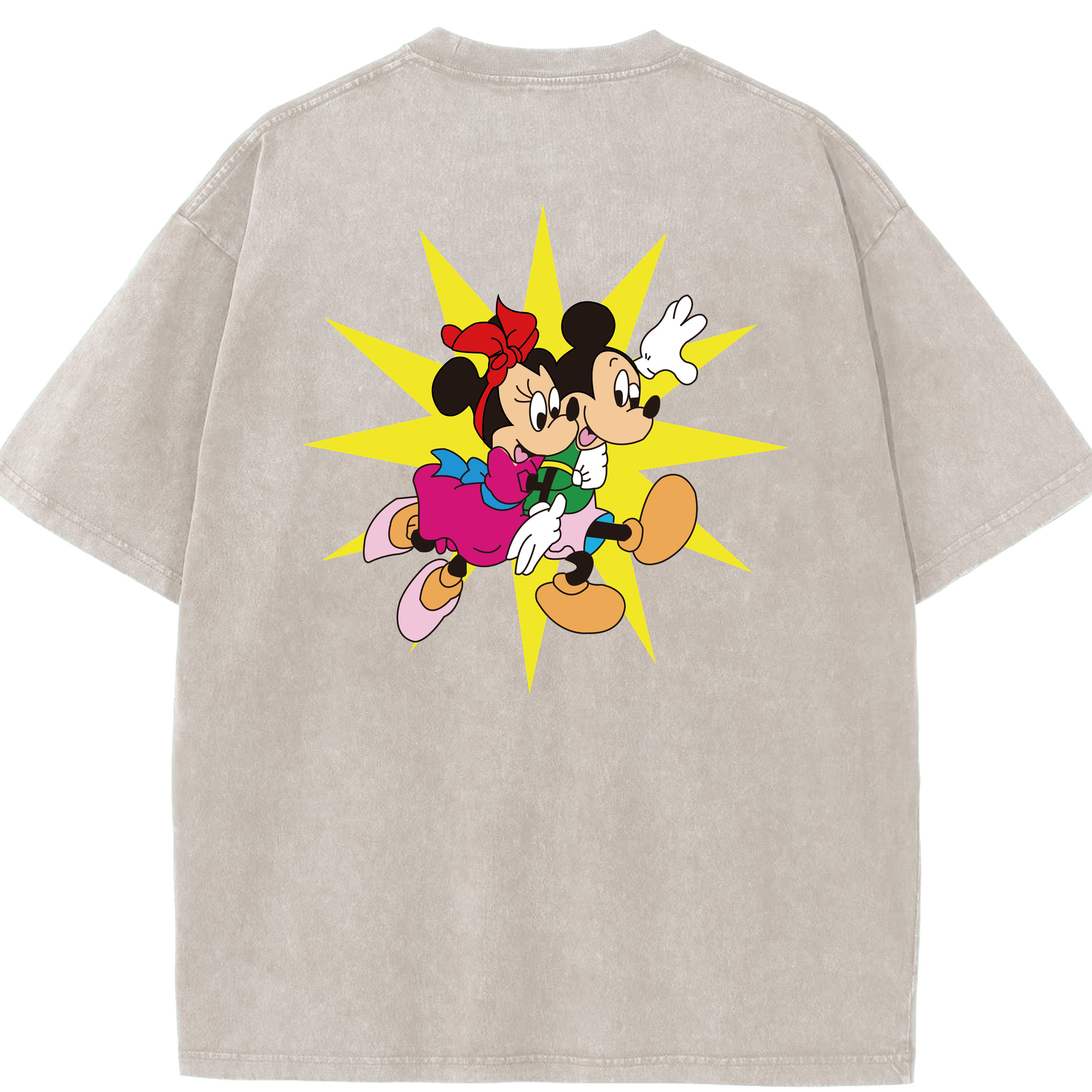 （画像用） ミッキーマウス Mickey Mouse 綿100% ヴィンテージ風 半袖Tシャツ（背面プリント）