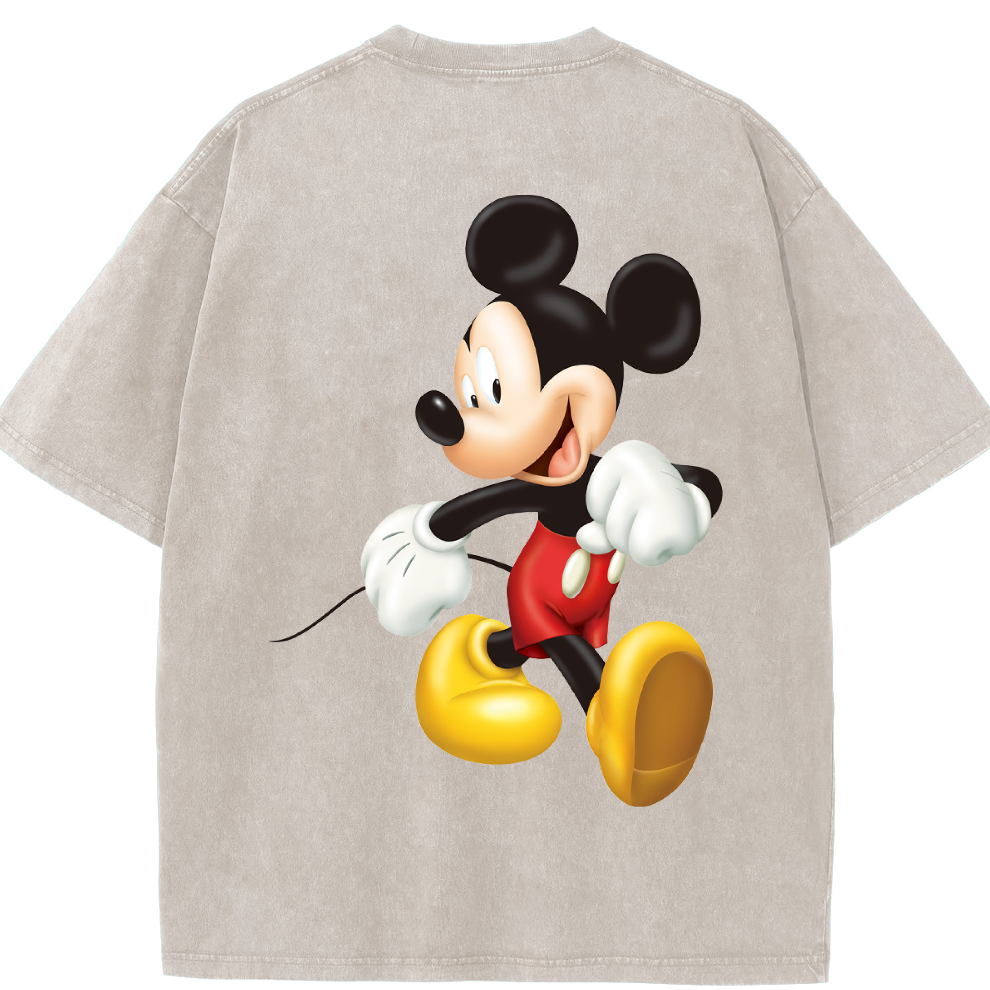 （画像用） ミッキーマウス Mickey Mouse 綿100% ヴィンテージ風 半袖Tシャツ（背面プリント）