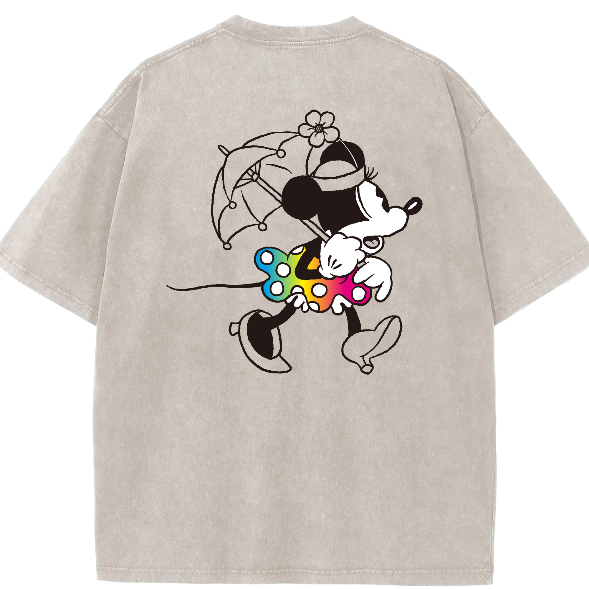（画像用） ミッキーマウス Mickey Mouse 綿100% ヴィンテージ風 半袖Tシャツ（背面プリント）