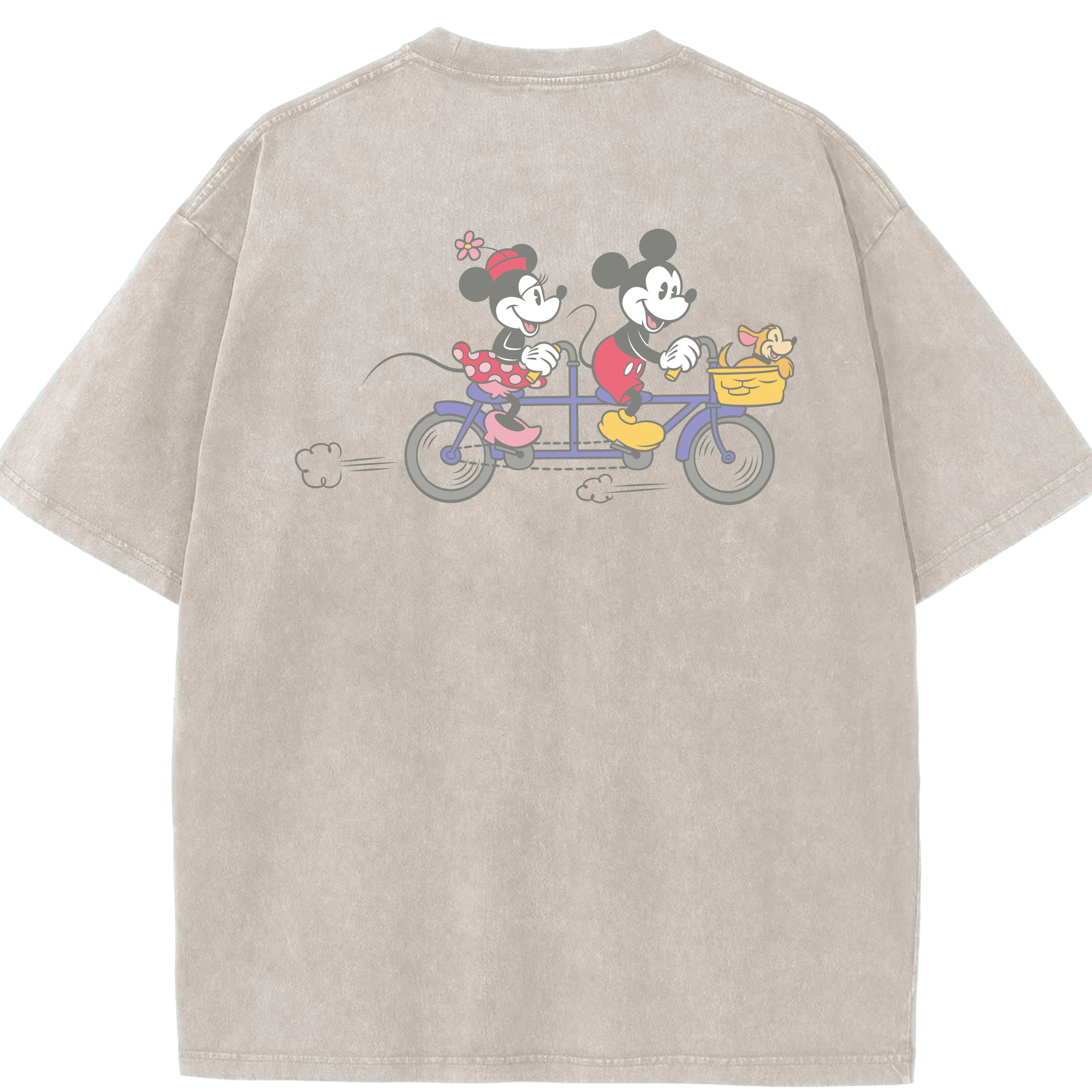 （画像用） ミッキーマウス Mickey Mouse 綿100% ヴィンテージ風 半袖Tシャツ（背面プリント）