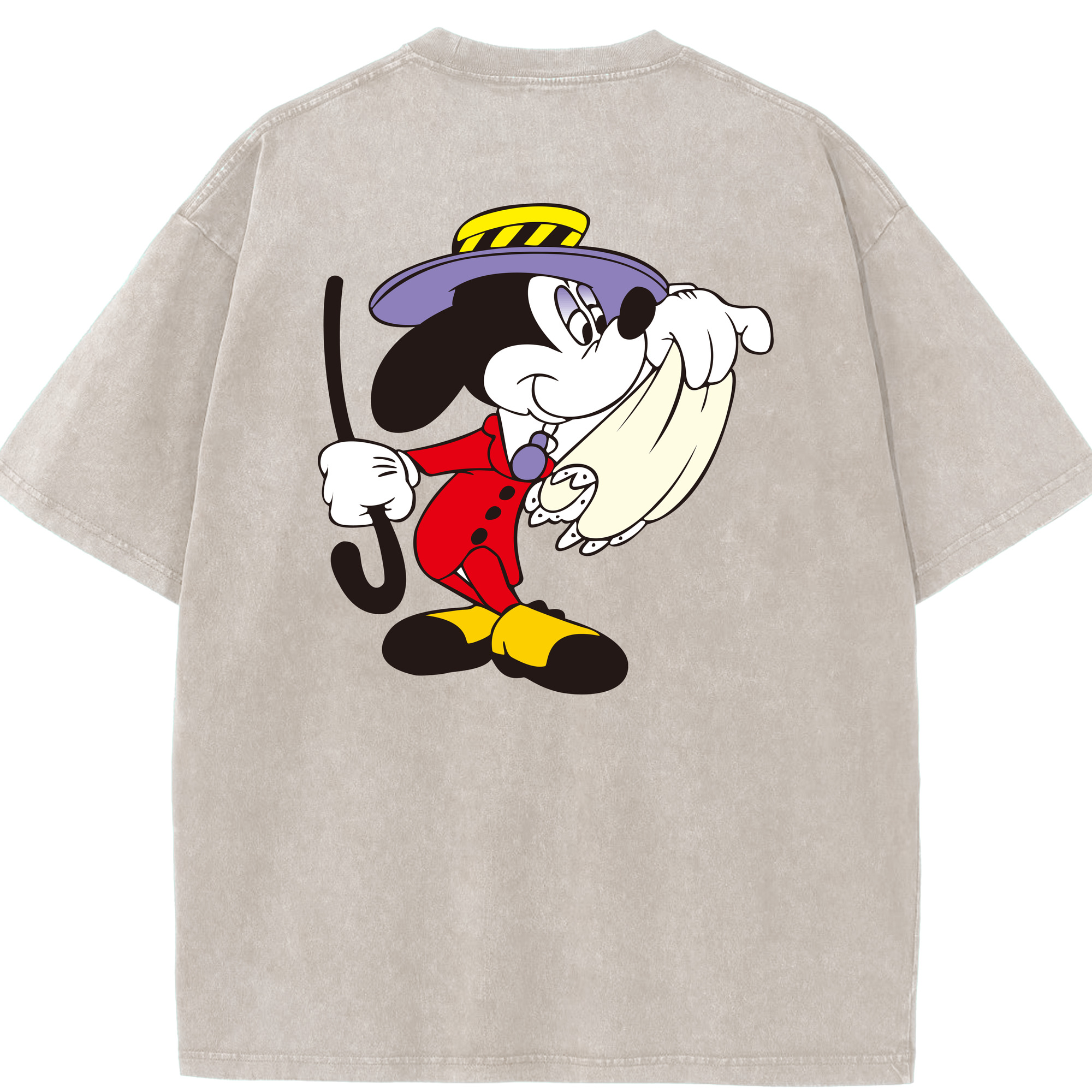 （画像用） ミッキーマウス Mickey Mouse 綿100% ヴィンテージ風 半袖Tシャツ（背面プリント）