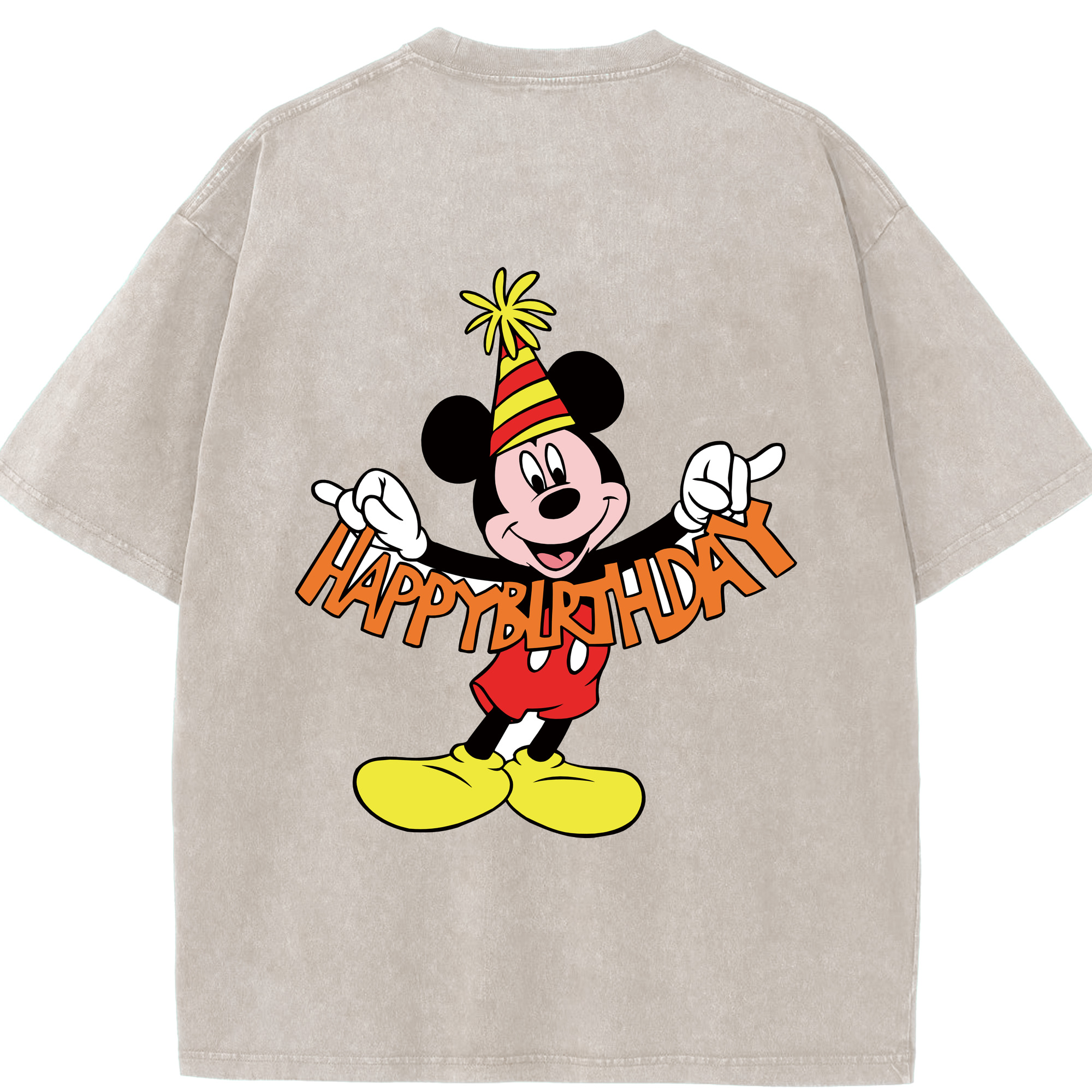 （画像用） ミッキーマウス Mickey Mouse 綿100% ヴィンテージ風 半袖Tシャツ（背面プリント）
