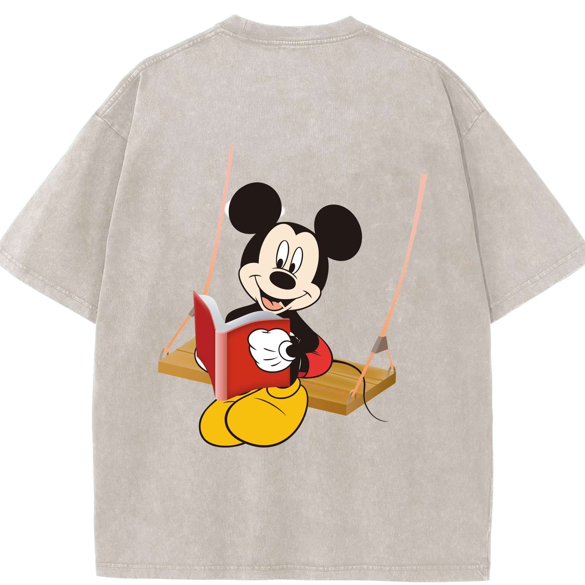 （画像用） ミッキーマウス Mickey Mouse 綿100% ヴィンテージ風 半袖Tシャツ（背面プリント）
