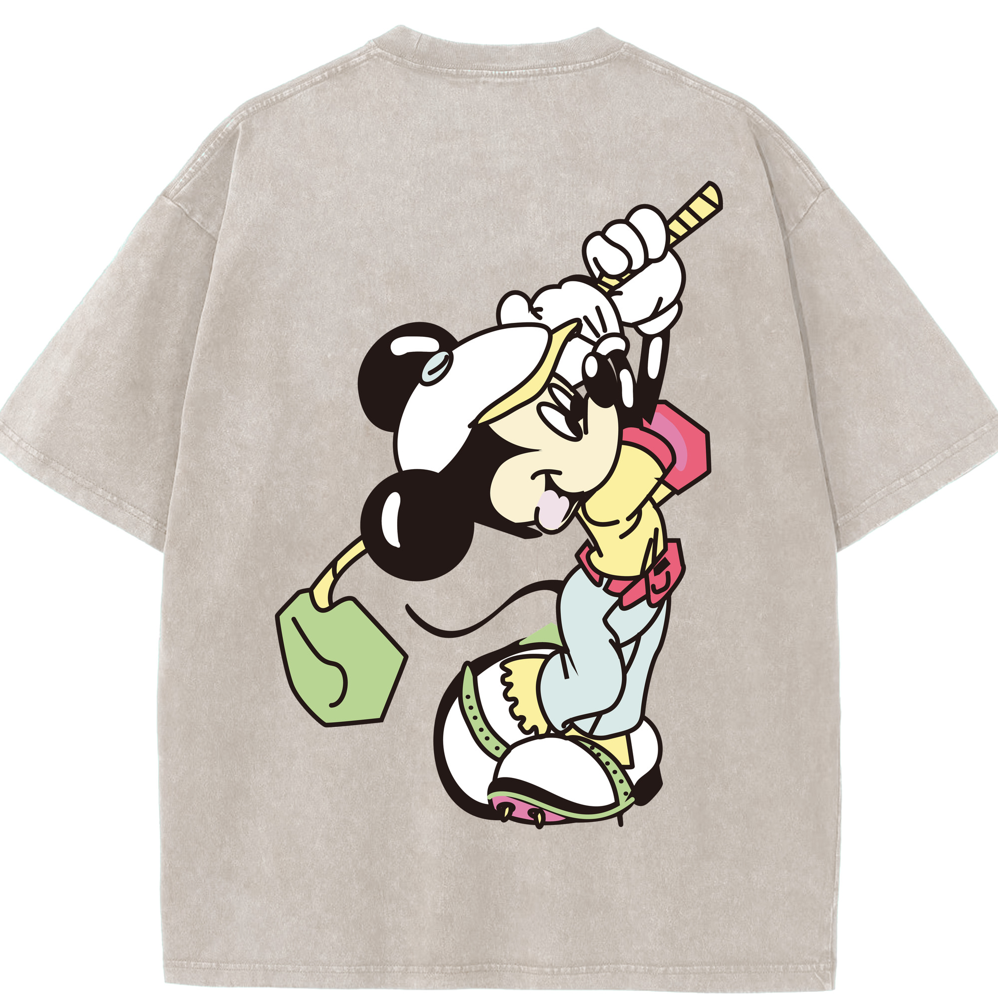 （画像用） ミッキーマウス Mickey Mouse 綿100% ヴィンテージ風 半袖Tシャツ（背面プリント）