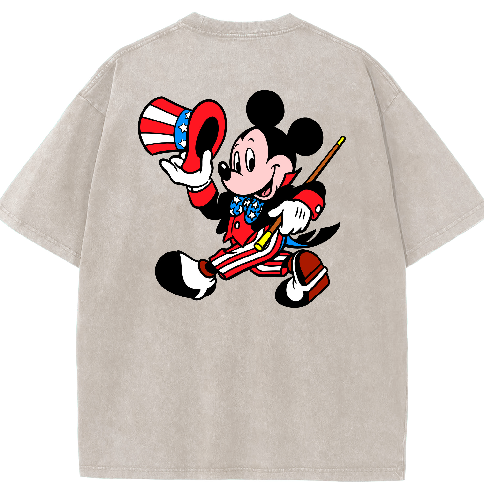 （画像用） ミッキーマウス Mickey Mouse 綿100% ヴィンテージ風 半袖Tシャツ（背面プリント）