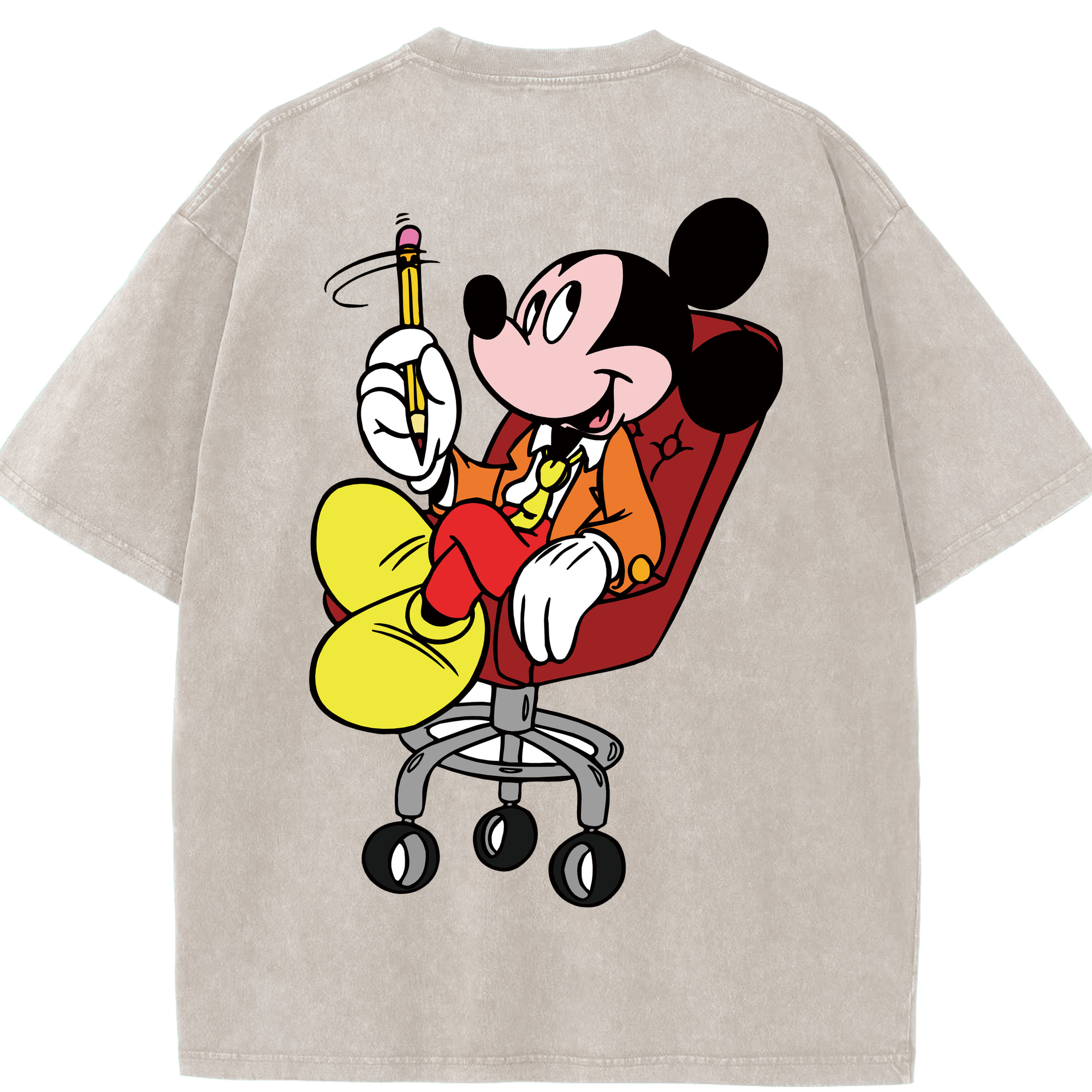 （画像用） ミッキーマウス Mickey Mouse 綿100% ヴィンテージ風 半袖Tシャツ（背面プリント）