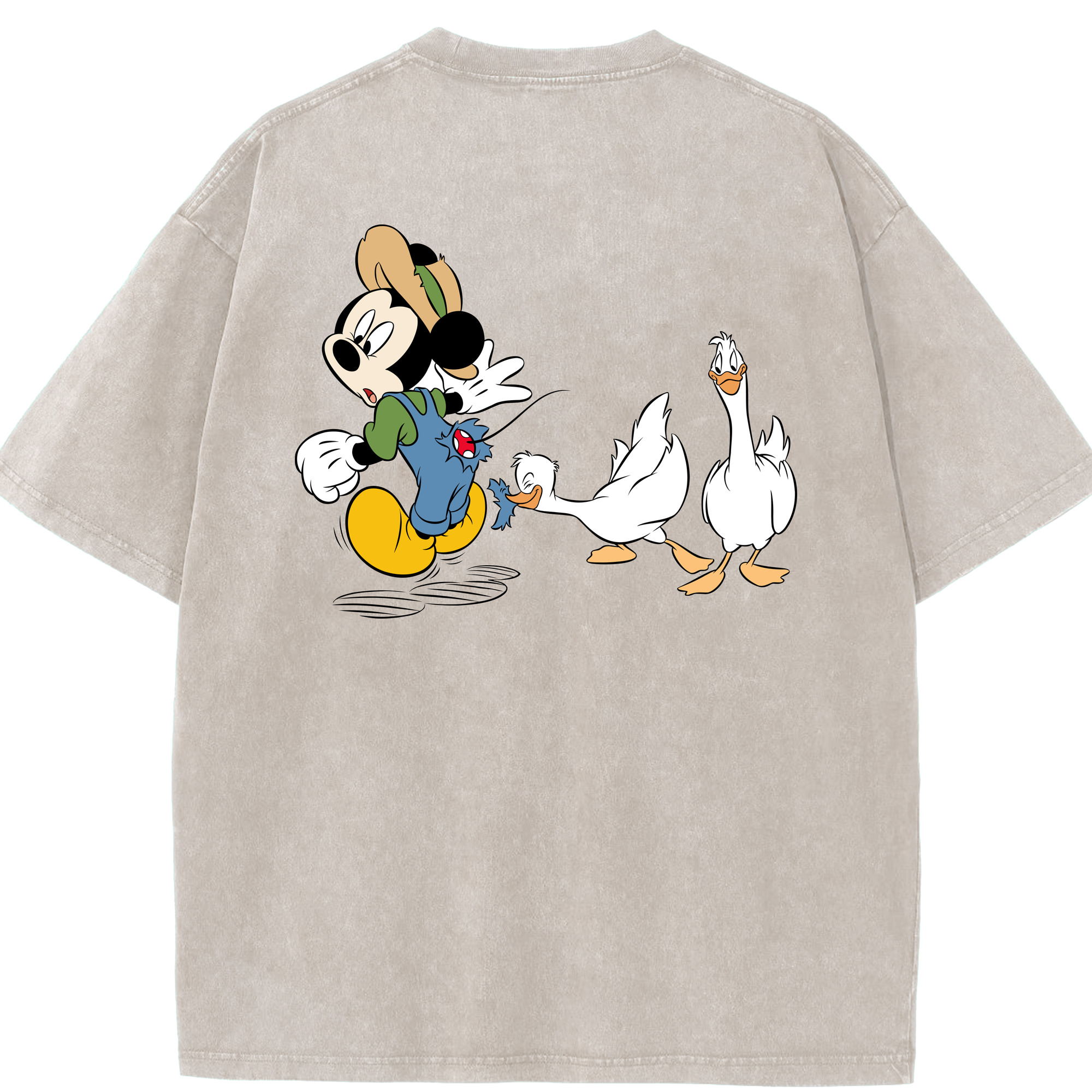 （画像用） ミッキーマウス Mickey Mouse 綿100% ヴィンテージ風 半袖Tシャツ（背面プリント）