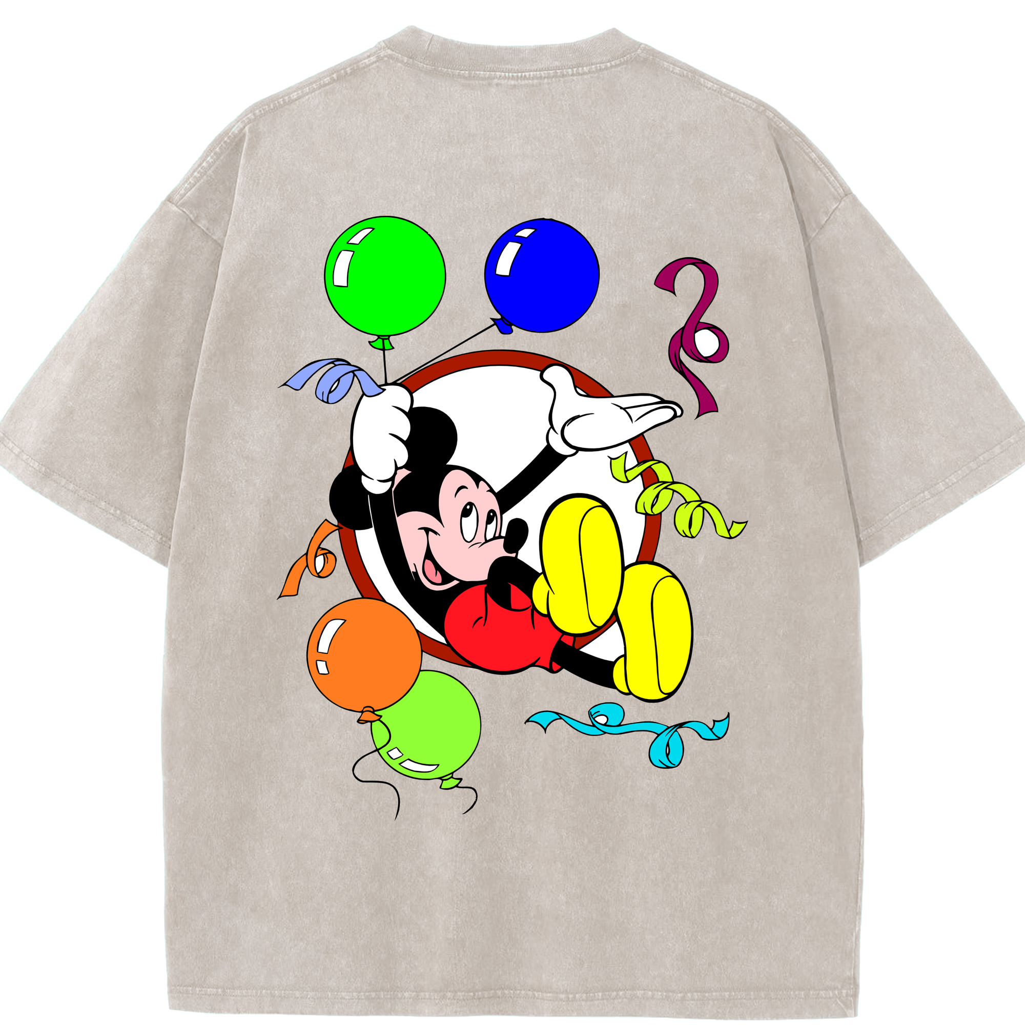 （画像用） ミッキーマウス Mickey Mouse 綿100% ヴィンテージ風 半袖Tシャツ（背面プリント）