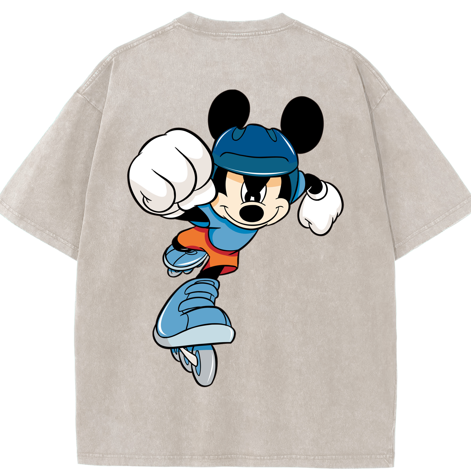 （画像用） ミッキーマウス Mickey Mouse 綿100% ヴィンテージ風 半袖Tシャツ（背面プリント）