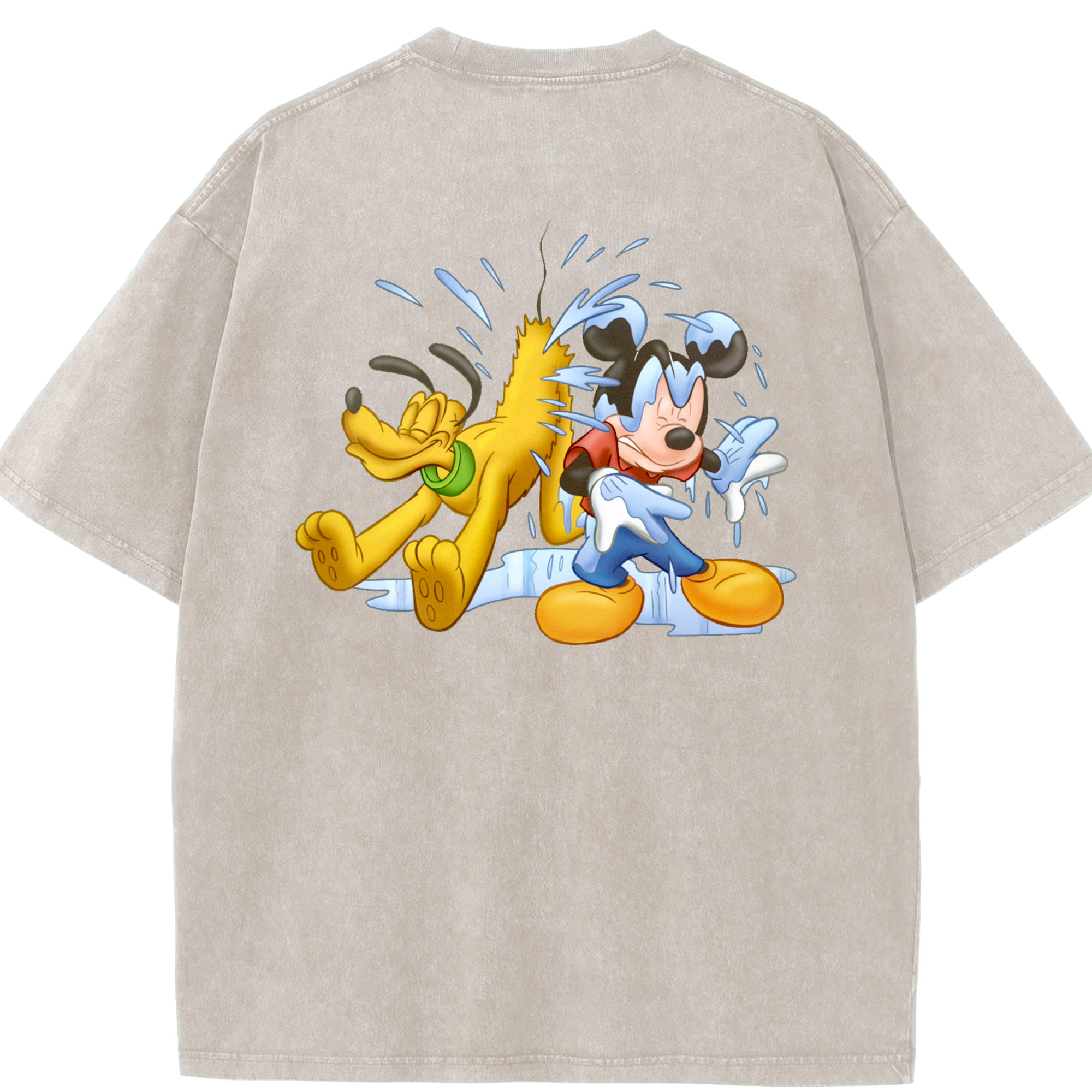 （画像用） ミッキーマウス Mickey Mouse 綿100% ヴィンテージ風 半袖Tシャツ（背面プリント）