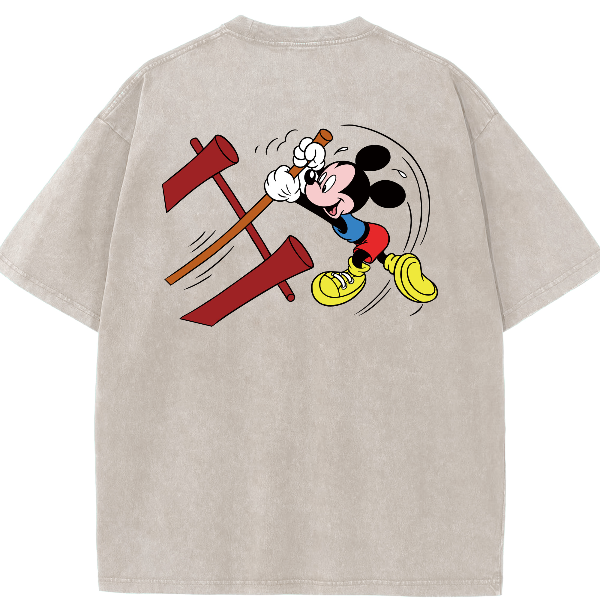 （画像用） ミッキーマウス Mickey Mouse 綿100% ヴィンテージ風 半袖Tシャツ（背面プリント）