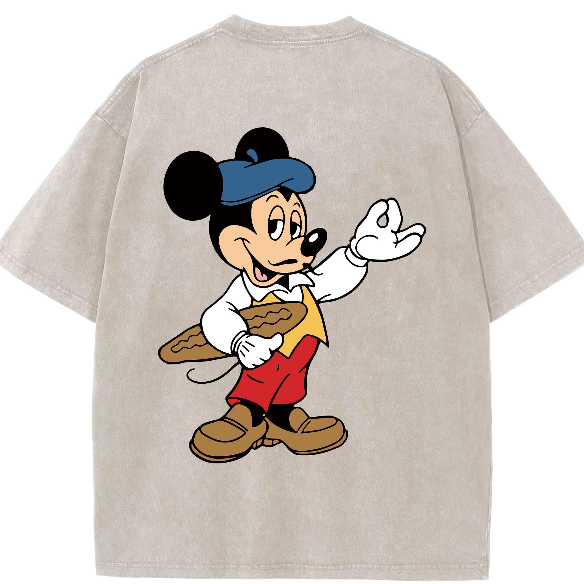 （画像用） ミッキーマウス Mickey Mouse 綿100% ヴィンテージ風 半袖Tシャツ（背面プリント）