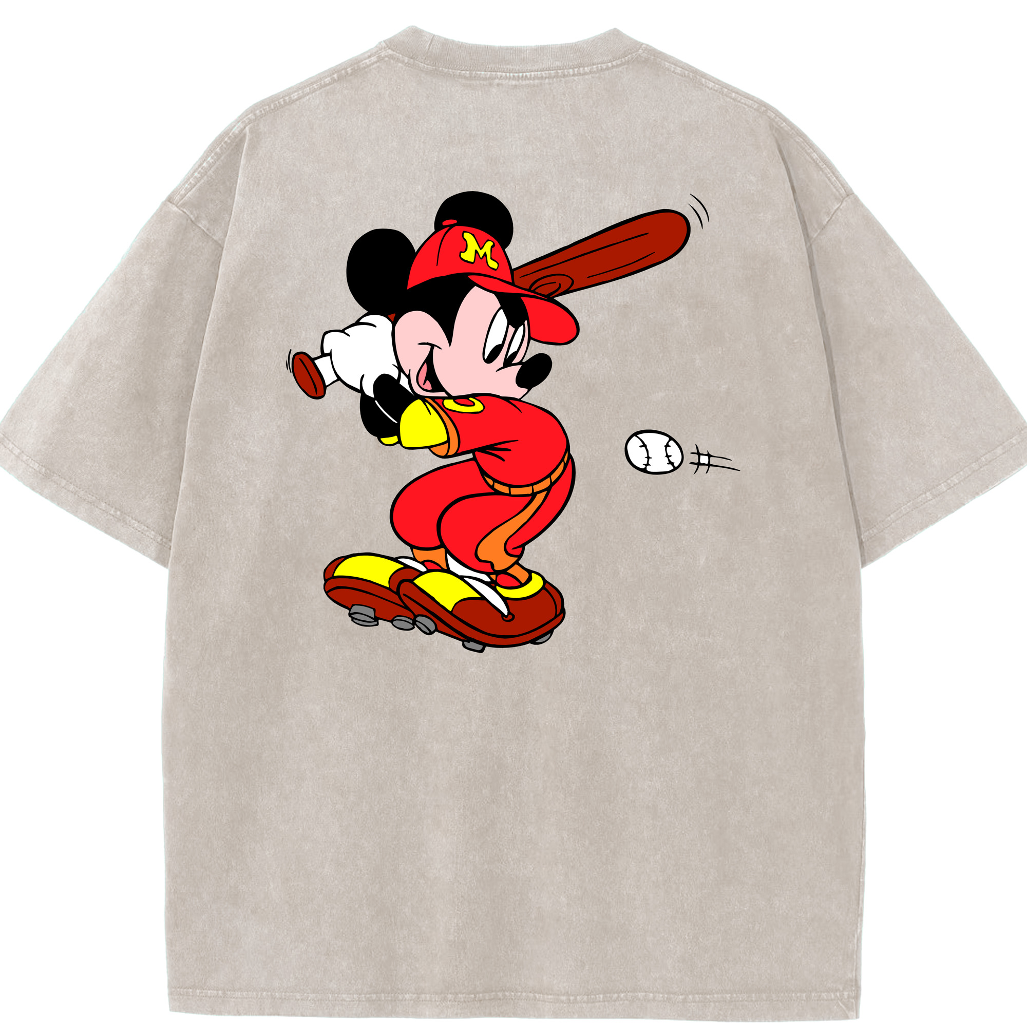 （画像用） ミッキーマウス Mickey Mouse 綿100% ヴィンテージ風 半袖Tシャツ（背面プリント）