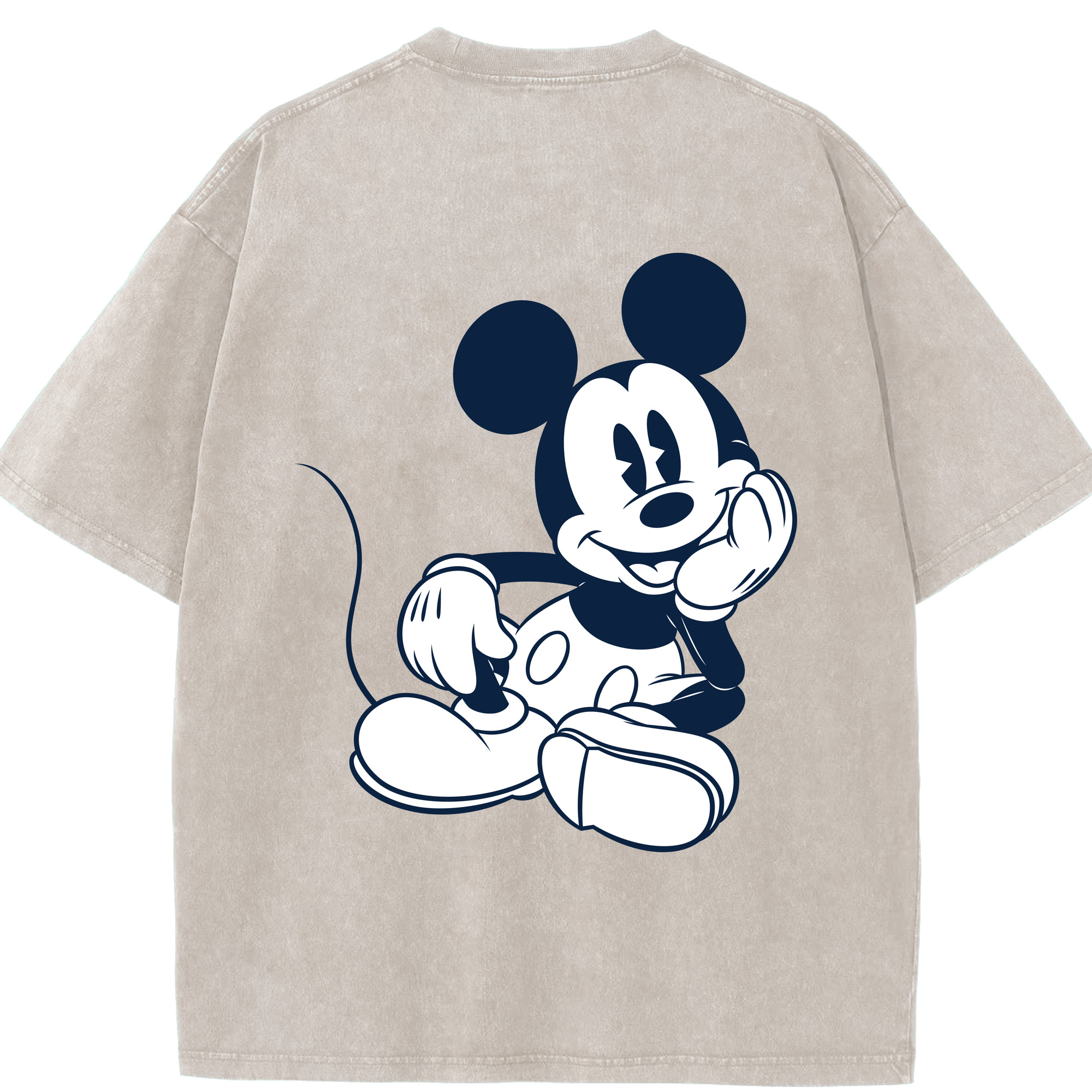 （画像用） ミッキーマウス Mickey Mouse 綿100% ヴィンテージ風 半袖Tシャツ（背面プリント）
