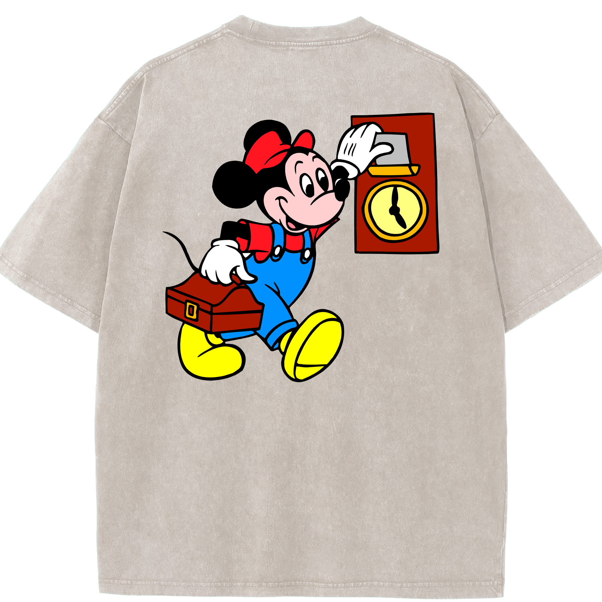 （画像用） ミッキーマウス Mickey Mouse 綿100% ヴィンテージ風 半袖Tシャツ（背面プリント）