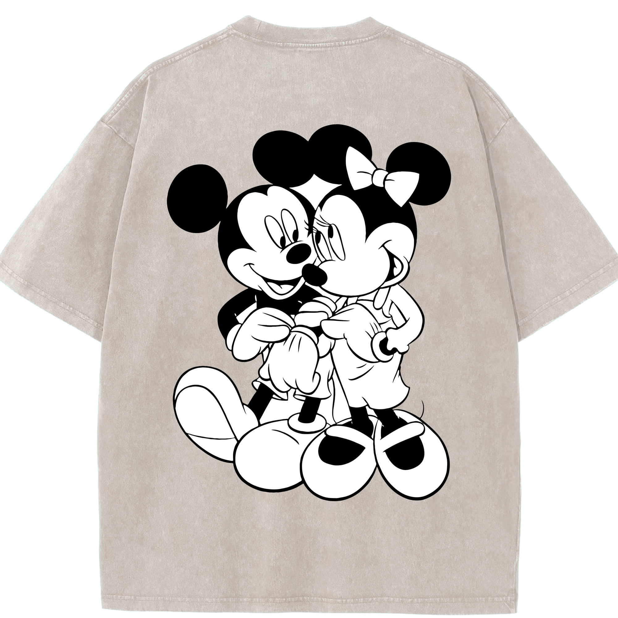 （画像用） ミッキーマウス Mickey Mouse 綿100% ヴィンテージ風 半袖Tシャツ（背面プリント）