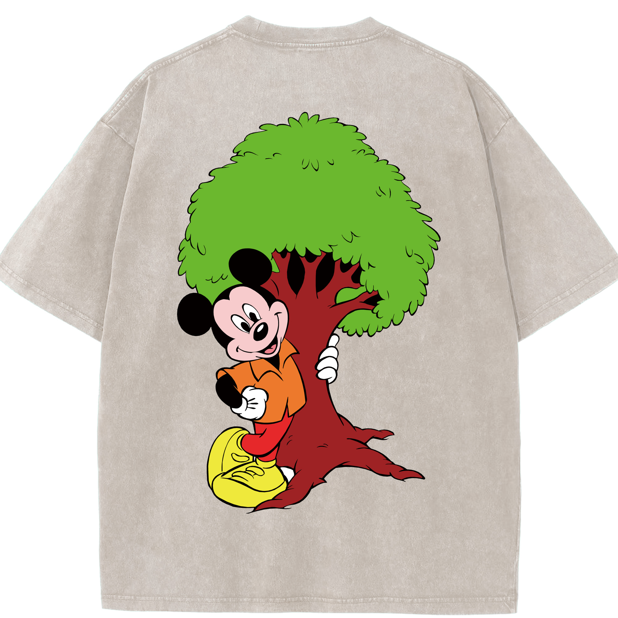 （画像用） ミッキーマウス Mickey Mouse 綿100% ヴィンテージ風 半袖Tシャツ（背面プリント）