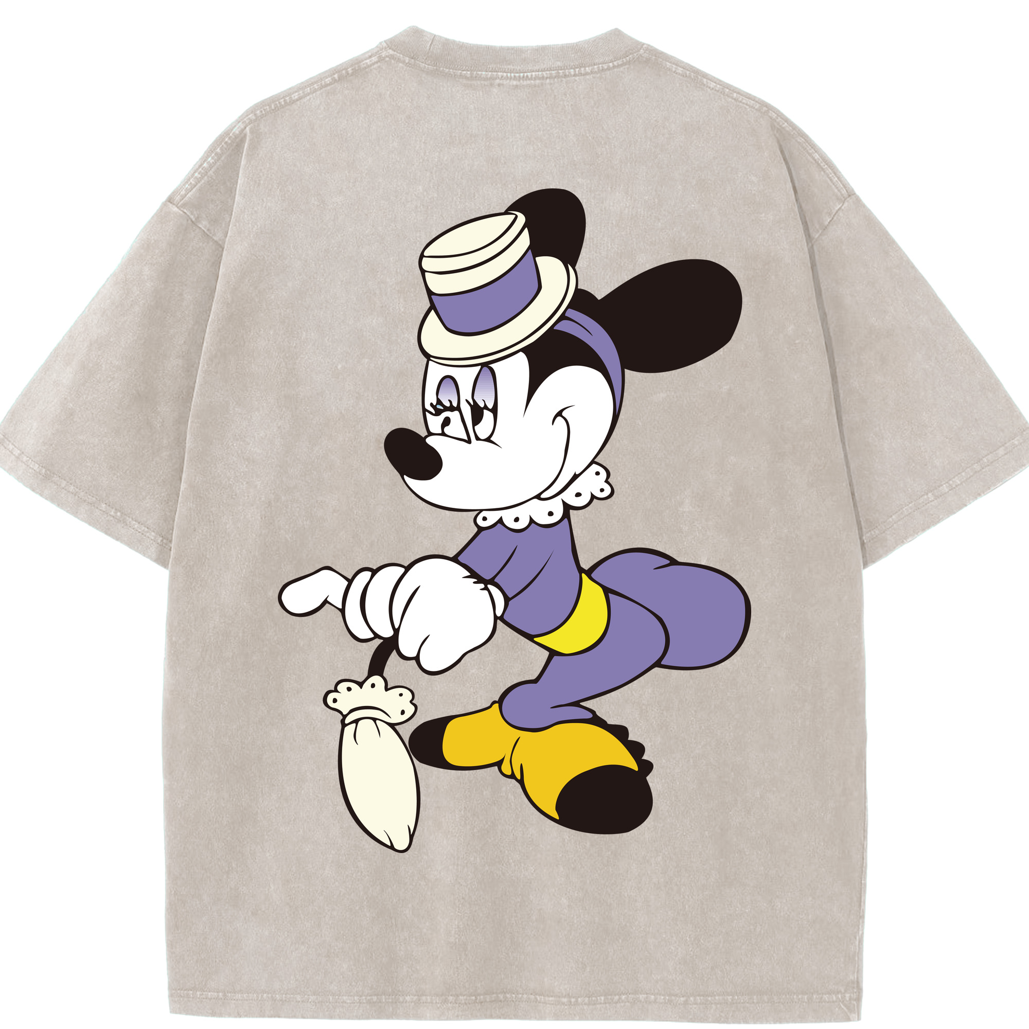 （画像用） ミッキーマウス Mickey Mouse 綿100% ヴィンテージ風 半袖Tシャツ（背面プリント）