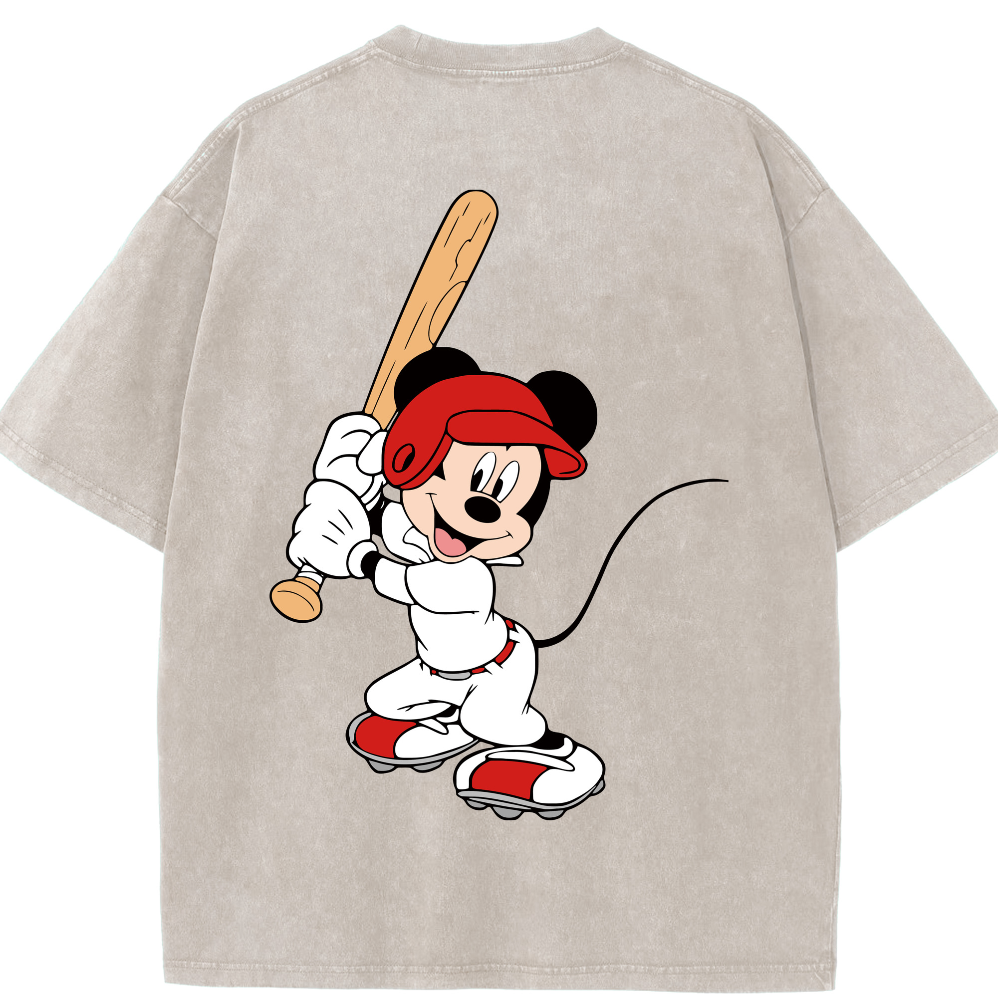 （画像用） ミッキーマウス Mickey Mouse 綿100% ヴィンテージ風 半袖Tシャツ（背面プリント）
