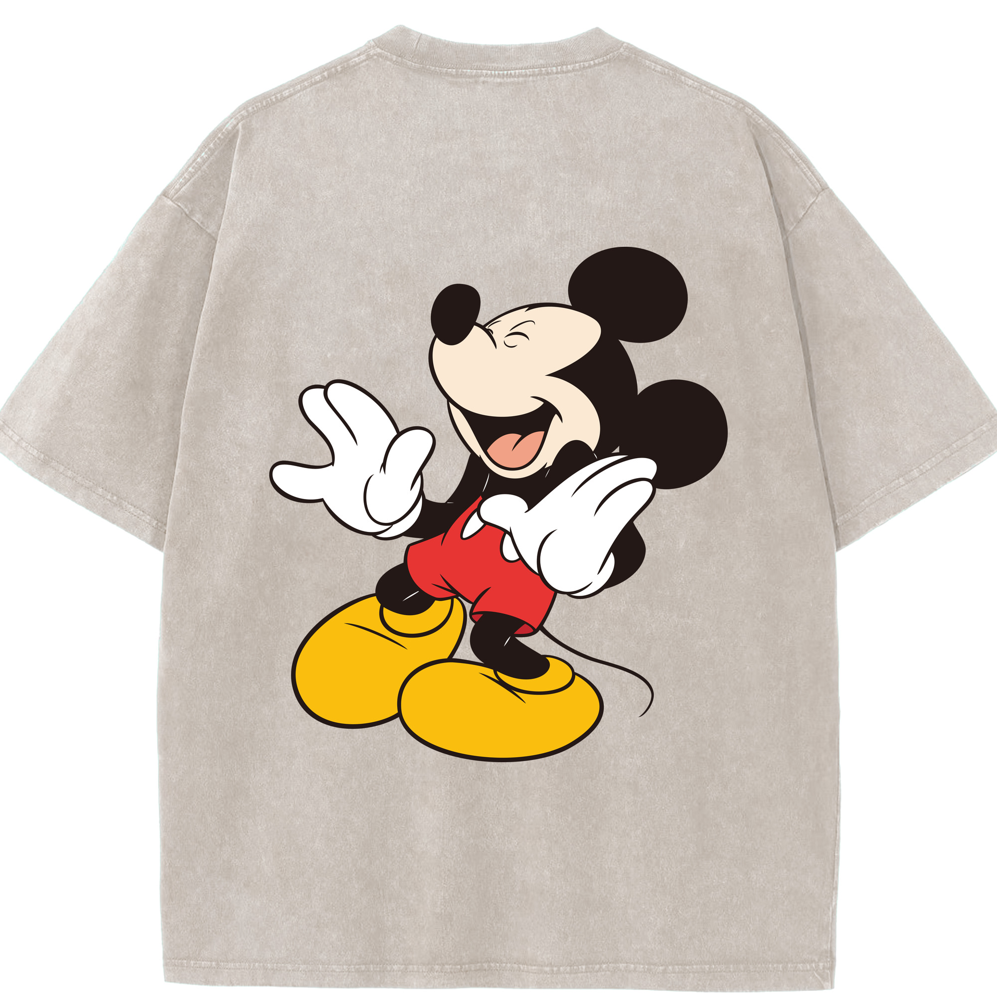 （画像用） ミッキーマウス Mickey Mouse 綿100% ヴィンテージ風 半袖Tシャツ（背面プリント）