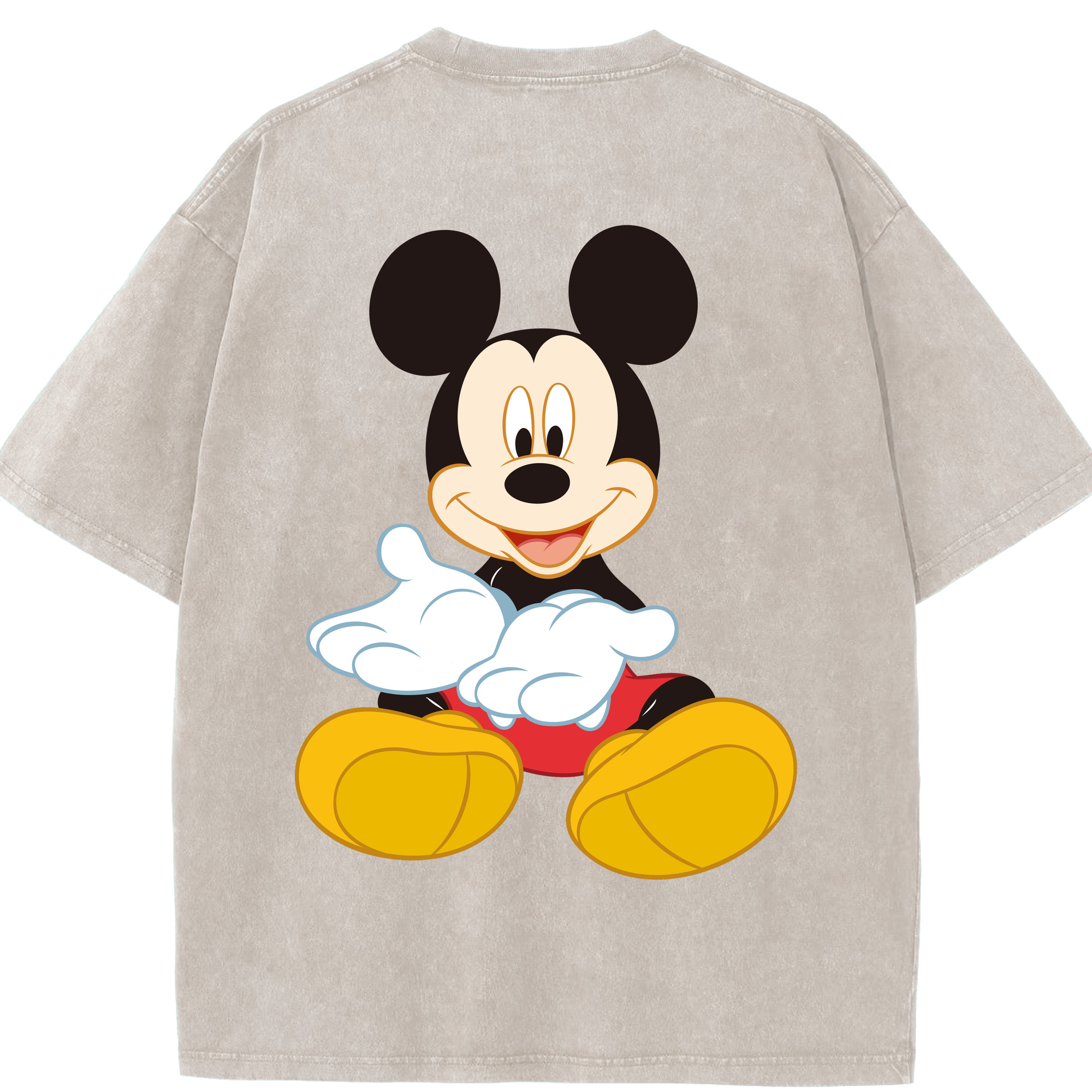 （画像用） ミッキーマウス Mickey Mouse 綿100% ヴィンテージ風 半袖Tシャツ（背面プリント）