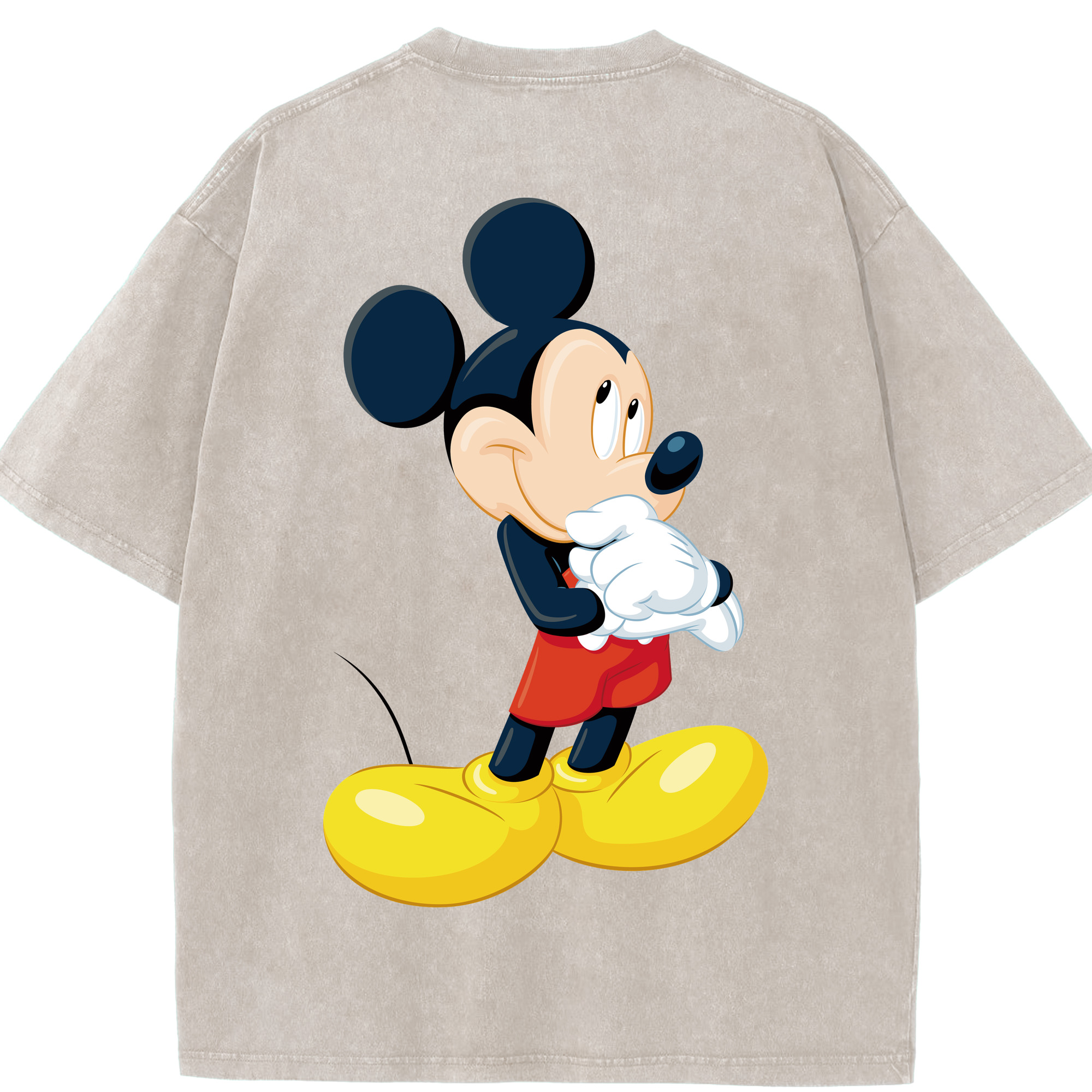 （画像用） ミッキーマウス Mickey Mouse 綿100% ヴィンテージ風 半袖Tシャツ（背面プリント）