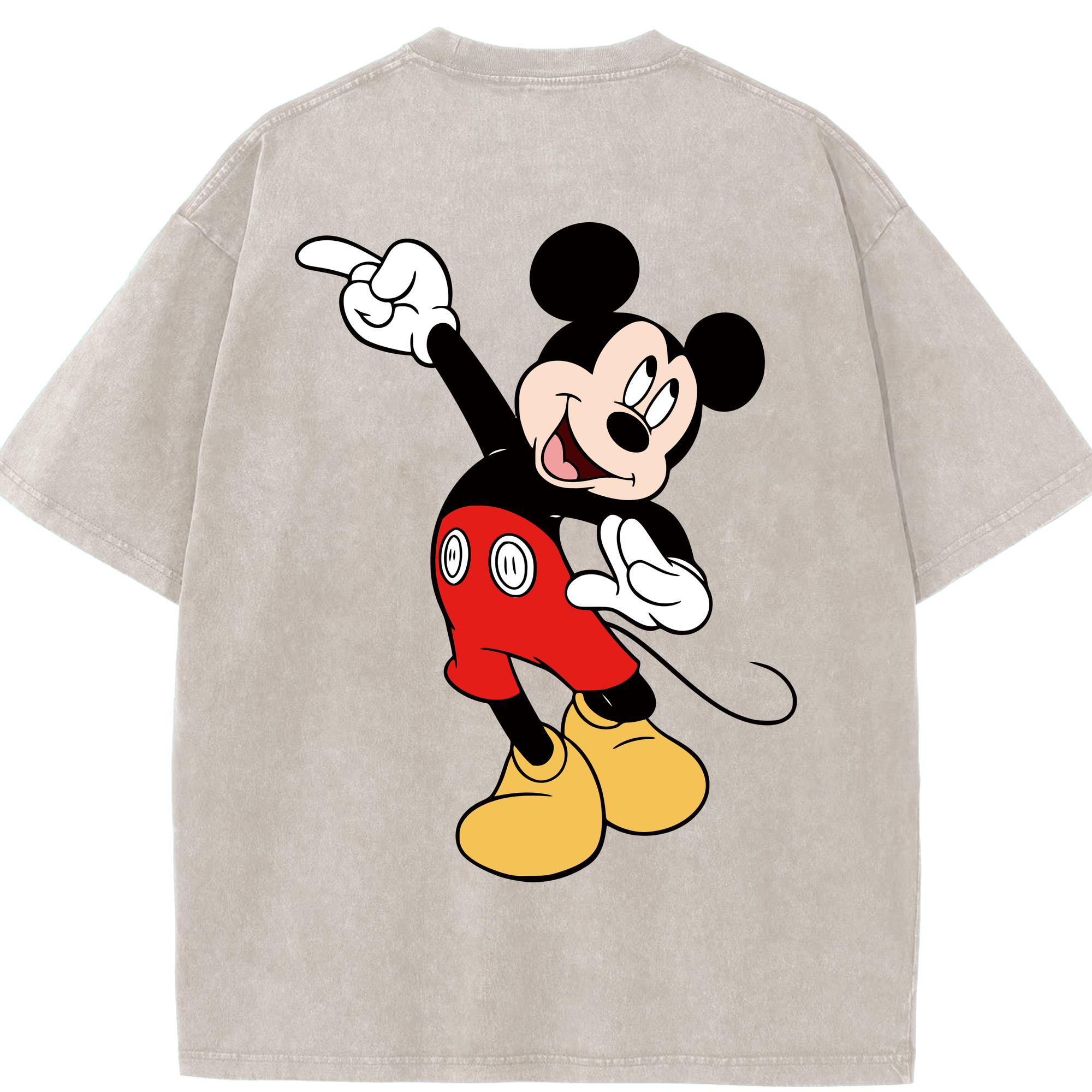 （画像用） ミッキーマウス Mickey Mouse 綿100% ヴィンテージ風 半袖Tシャツ（背面プリント）