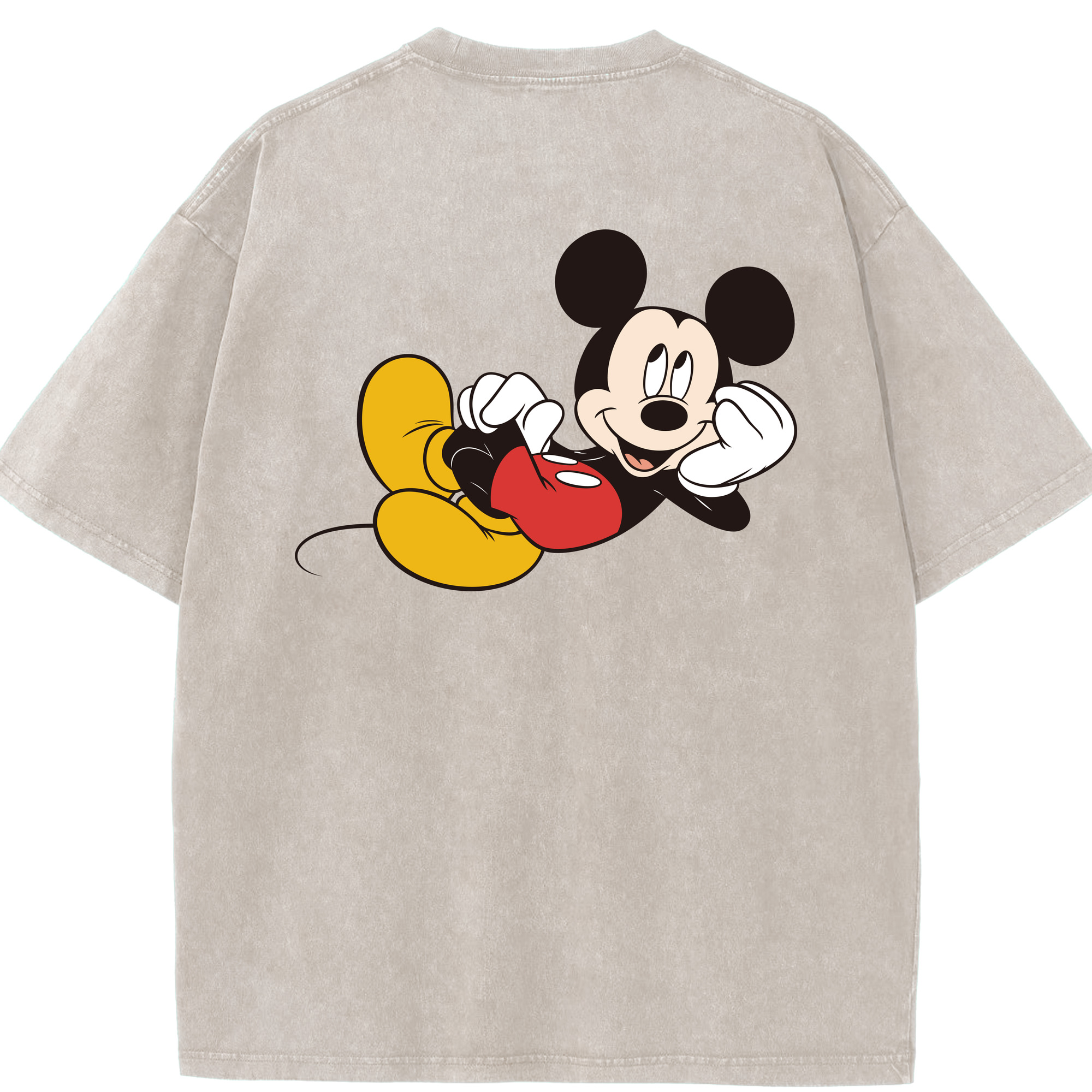 （画像用） ミッキーマウス Mickey Mouse 綿100% ヴィンテージ風 半袖Tシャツ（背面プリント）