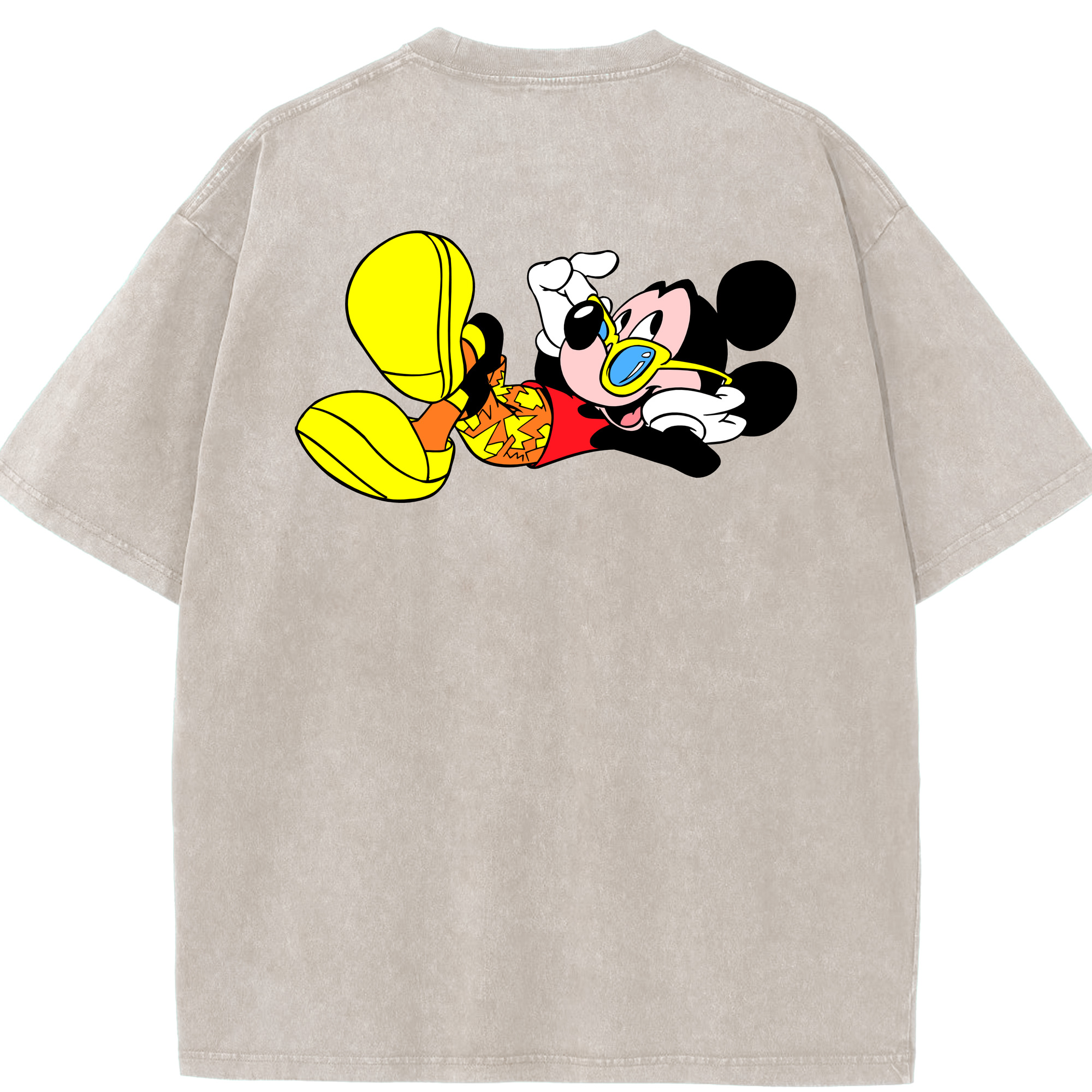 （画像用） ミッキーマウス Mickey Mouse 綿100% ヴィンテージ風 半袖Tシャツ（背面プリント）