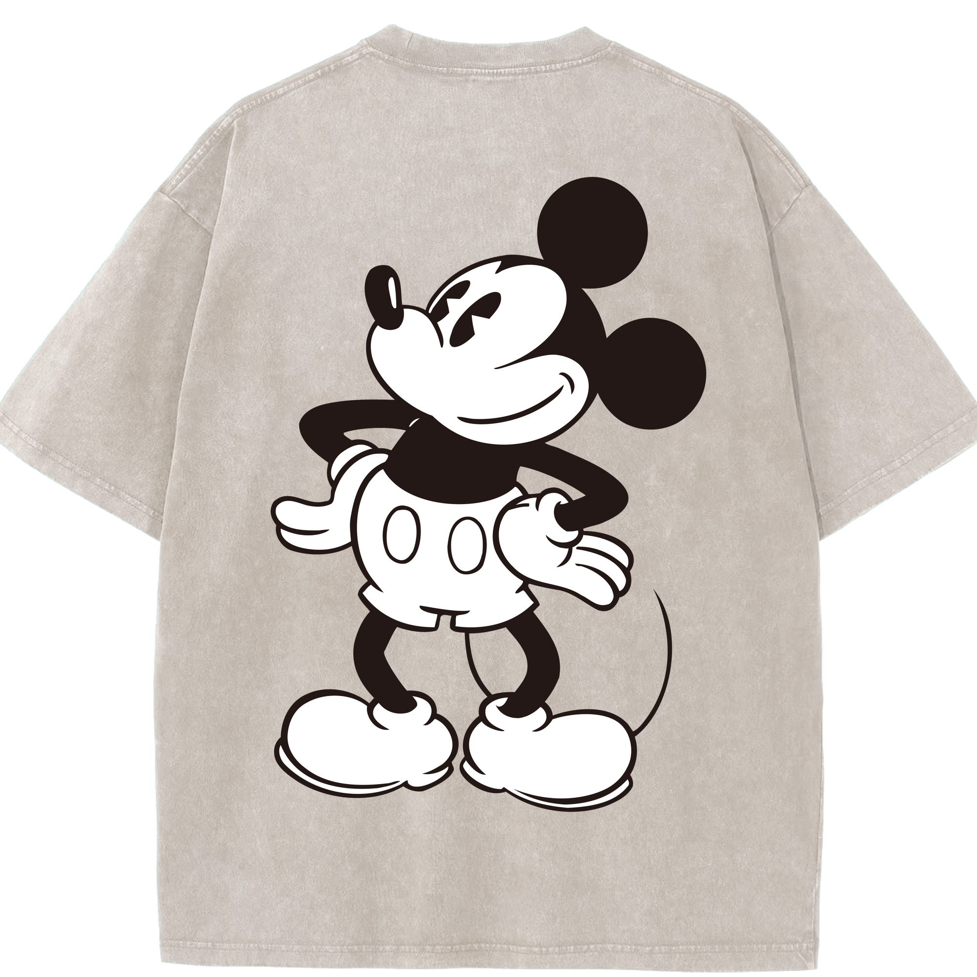 （画像用） ミッキーマウス Mickey Mouse 綿100% ヴィンテージ風 半袖Tシャツ（背面プリント）