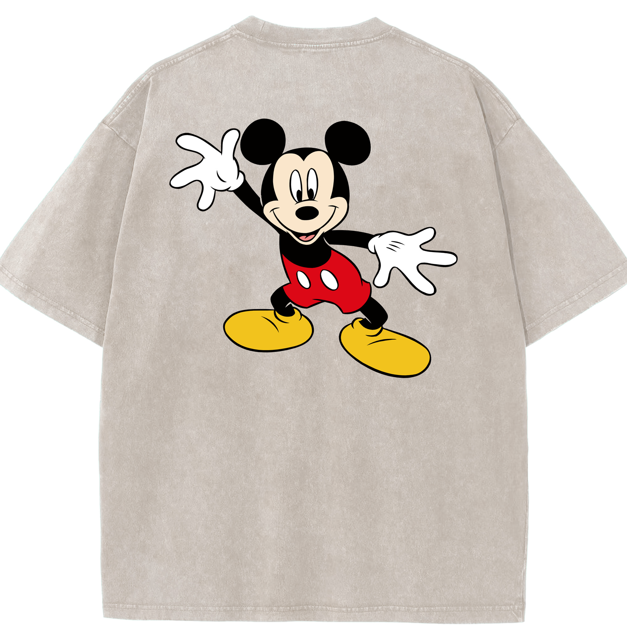 （画像用） ミッキーマウス Mickey Mouse 綿100% ヴィンテージ風 半袖Tシャツ（背面プリント）