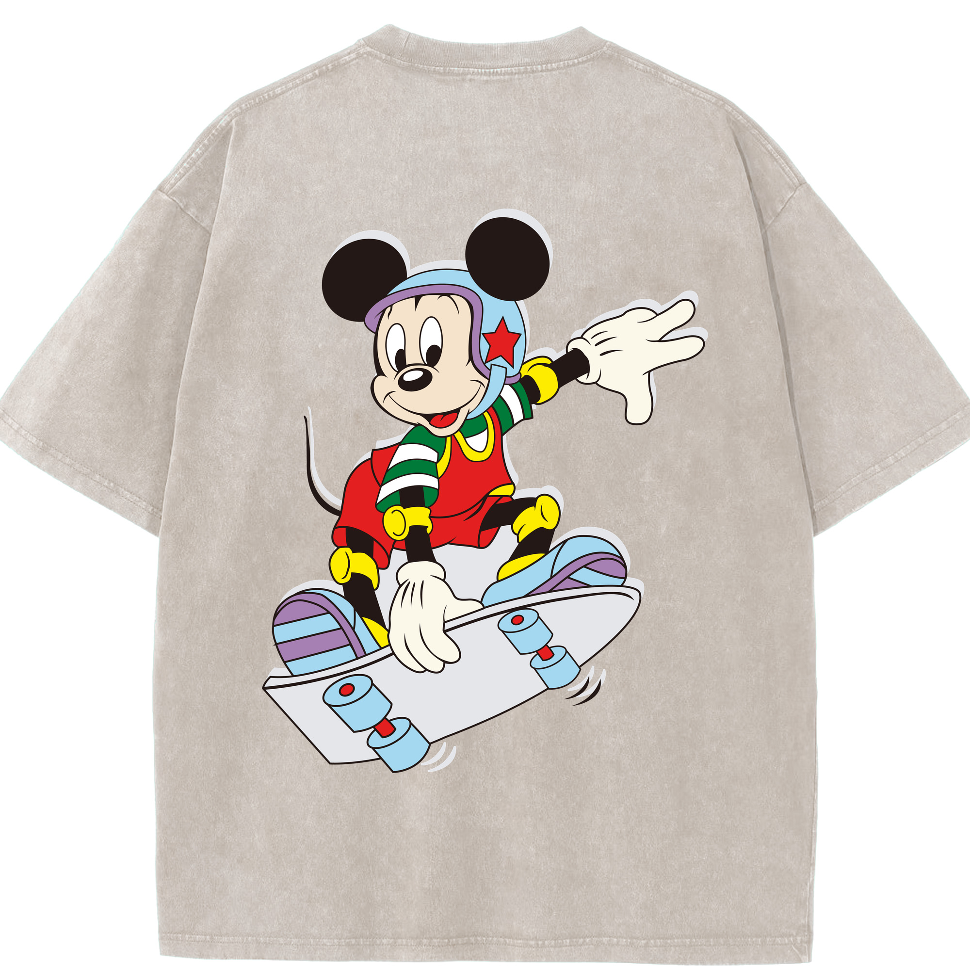 （画像用） ミッキーマウス Mickey Mouse 綿100% ヴィンテージ風 半袖Tシャツ（背面プリント）