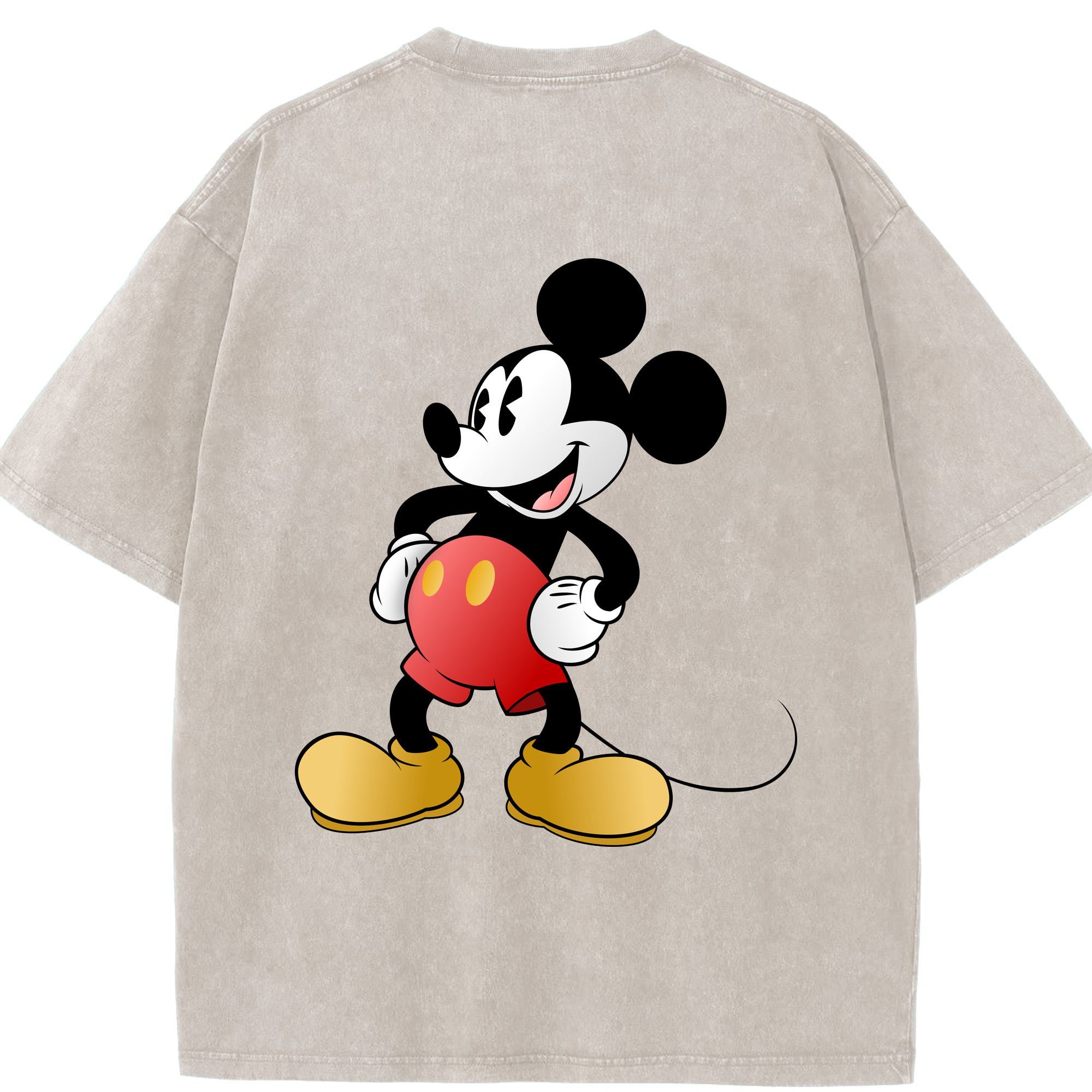 （画像用） ミッキーマウス Mickey Mouse 綿100% ヴィンテージ風 半袖Tシャツ（背面プリント）