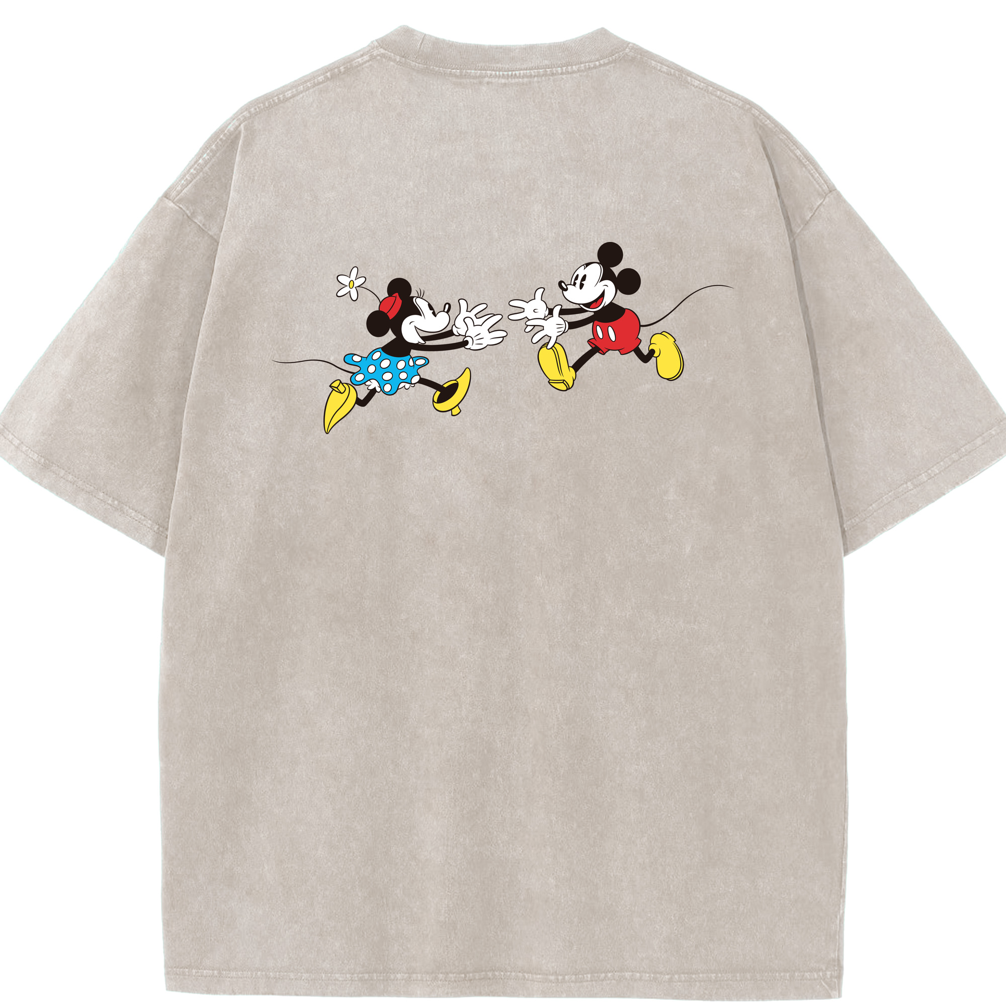 （画像用） ミッキーマウス Mickey Mouse 綿100% ヴィンテージ風 半袖Tシャツ（背面プリント）