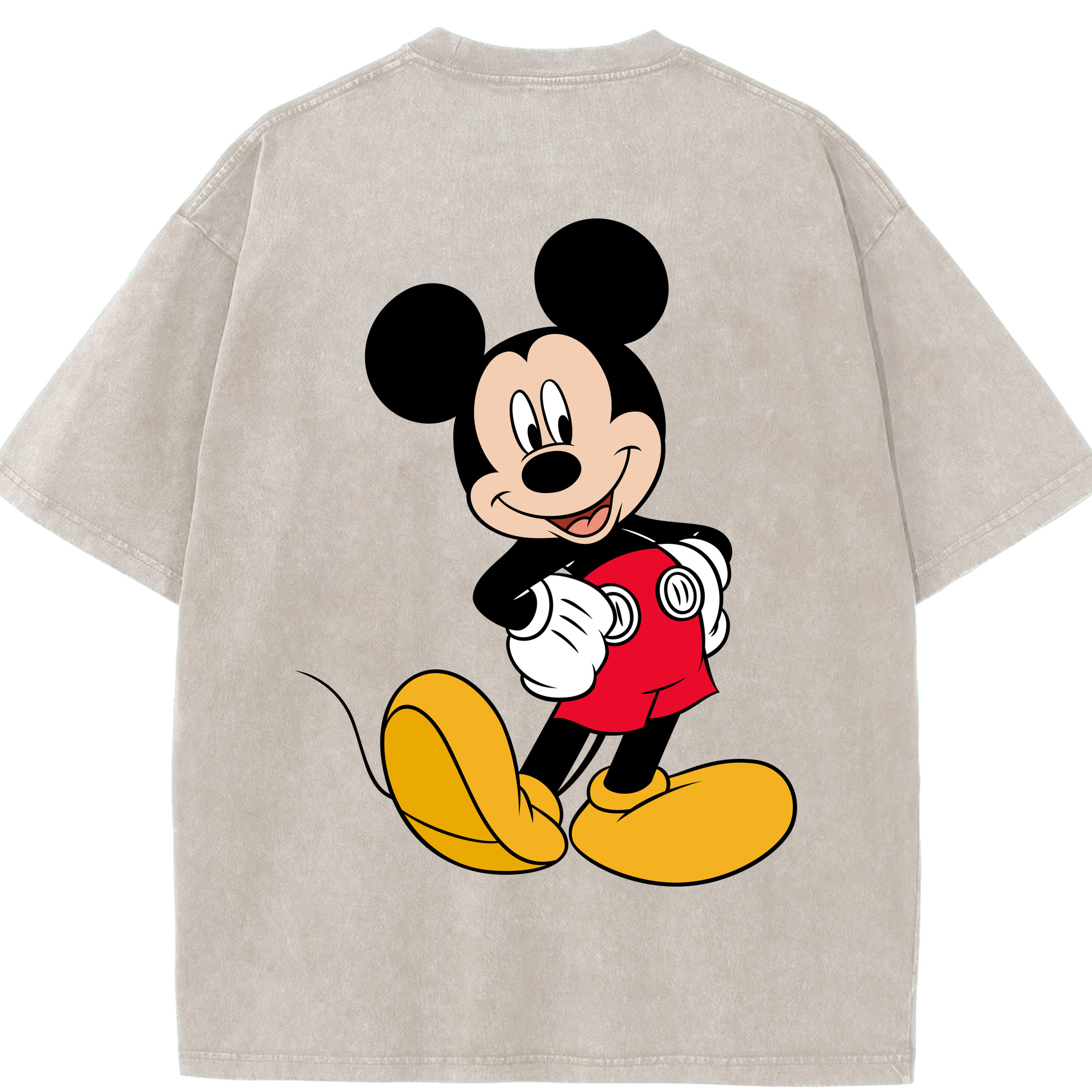 （画像用） ミッキーマウス Mickey Mouse 綿100% ヴィンテージ風 半袖Tシャツ（背面プリント）