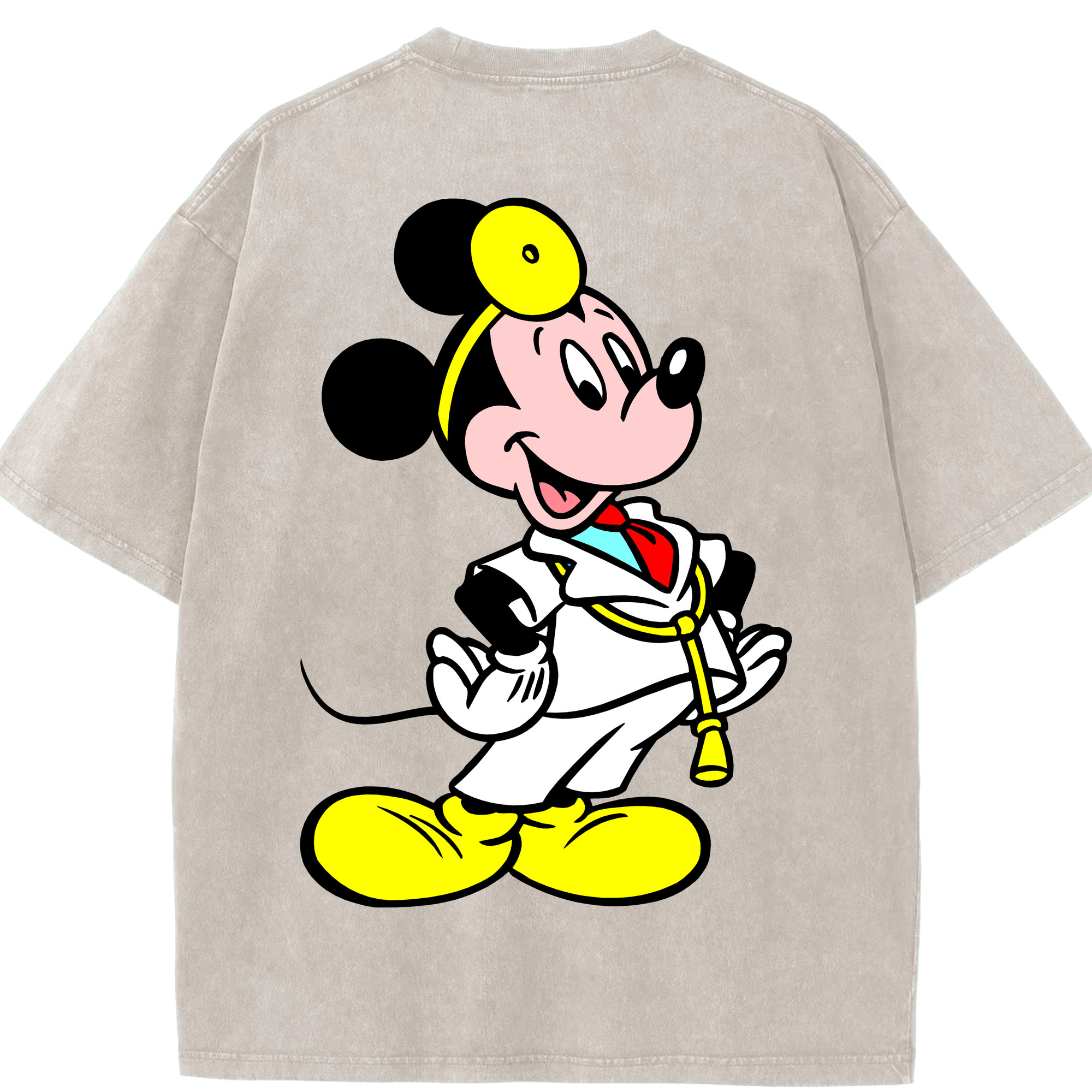 （画像用） ミッキーマウス Mickey Mouse 綿100% ヴィンテージ風 半袖Tシャツ（背面プリント）