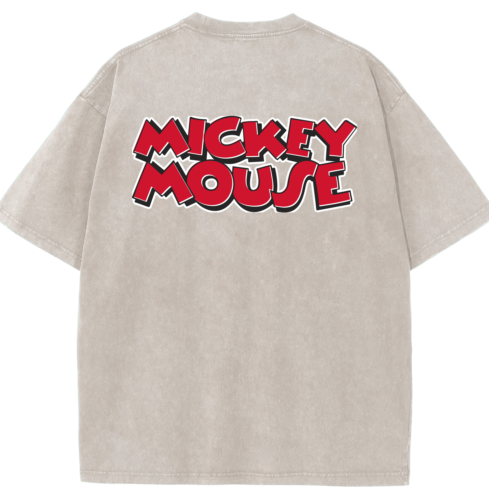 （画像用） ミッキーマウス Mickey Mouse 綿100% ヴィンテージ風 半袖Tシャツ（背面プリント）