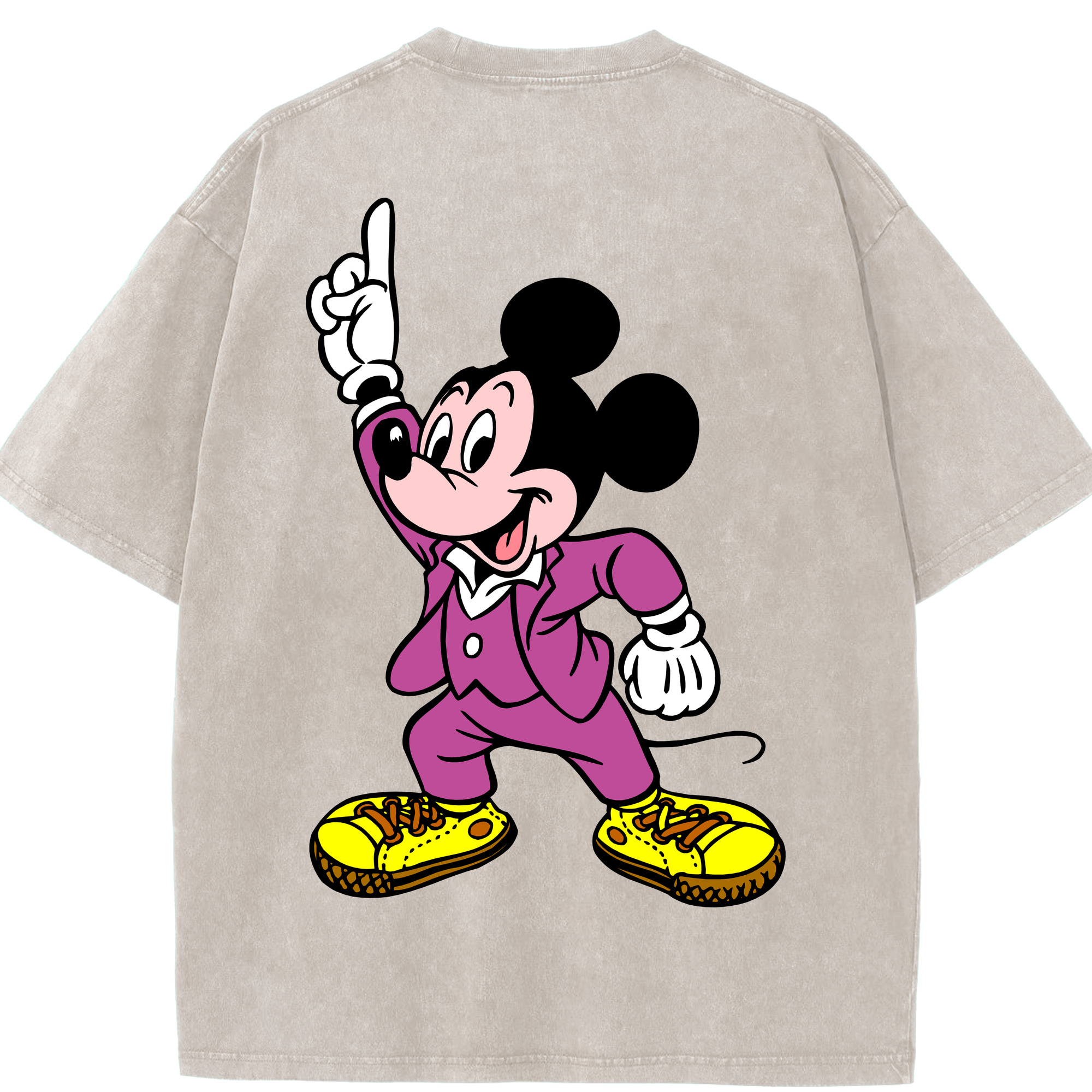 （画像用） ミッキーマウス Mickey Mouse 綿100% ヴィンテージ風 半袖Tシャツ（背面プリント）