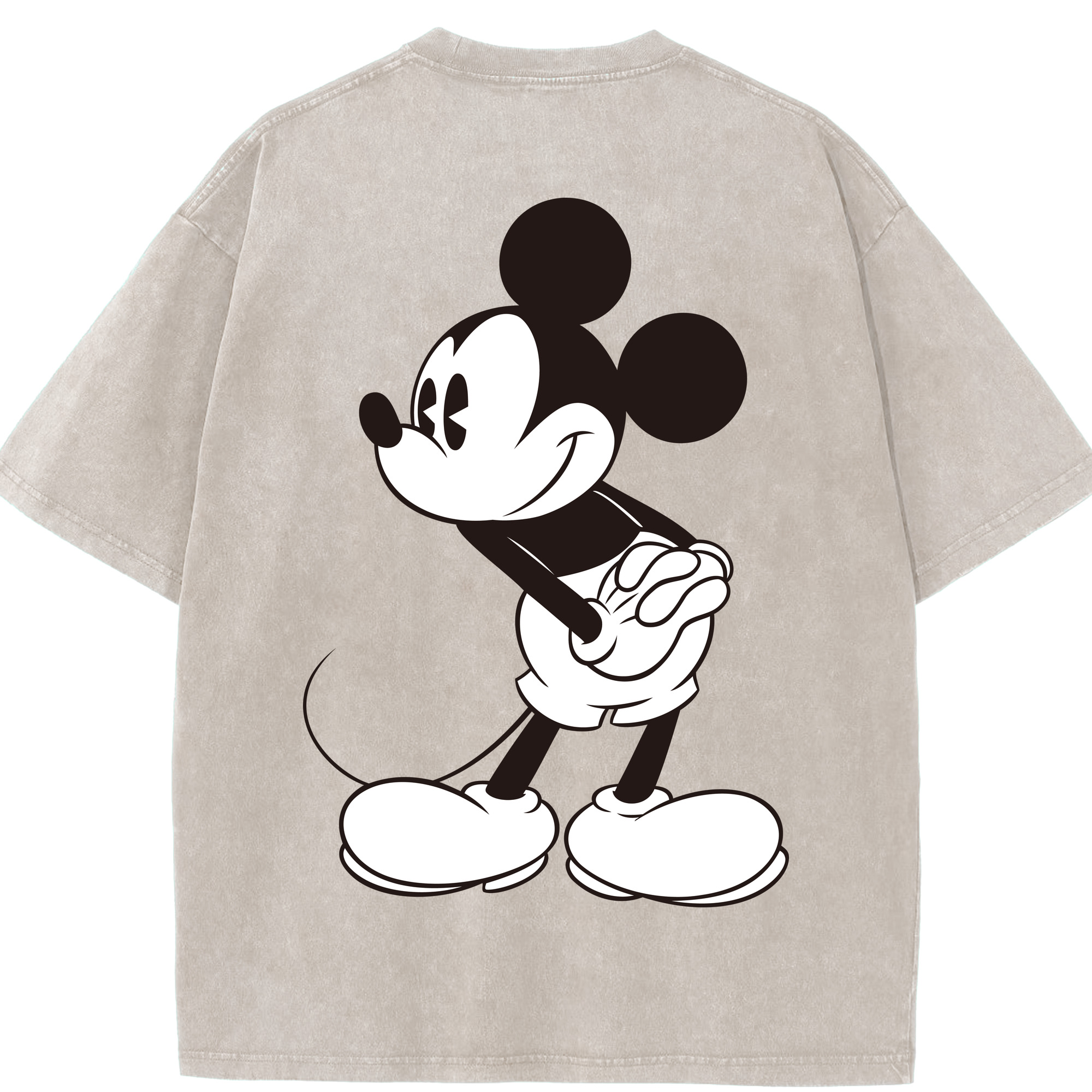 （画像用） ミッキーマウス Mickey Mouse 綿100% ヴィンテージ風 半袖Tシャツ（背面プリント）