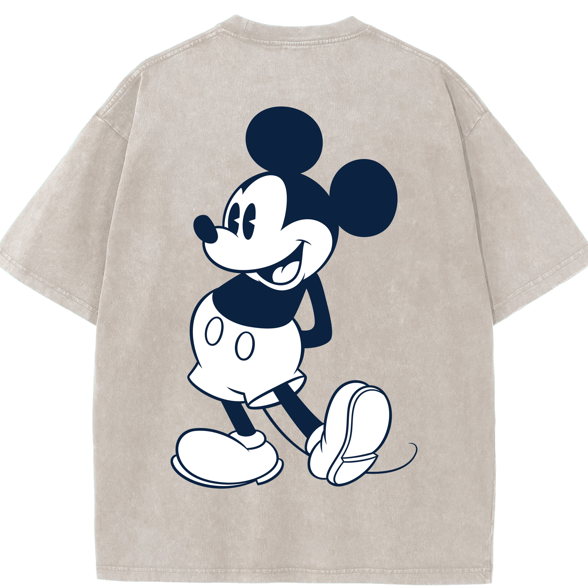（画像用） ミッキーマウス Mickey Mouse 綿100% ヴィンテージ風 半袖Tシャツ（背面プリント）