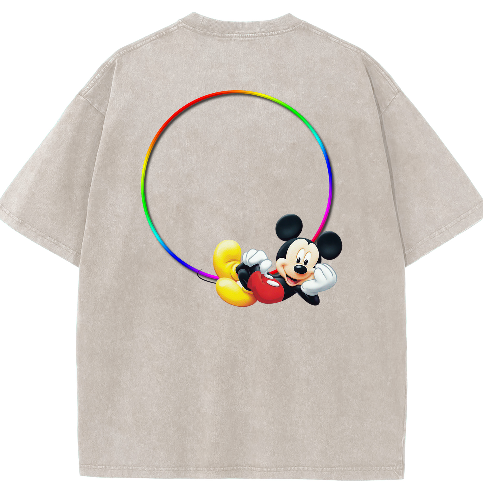 （画像用） ミッキーマウス Mickey Mouse 綿100% ヴィンテージ風 半袖Tシャツ（背面プリント）
