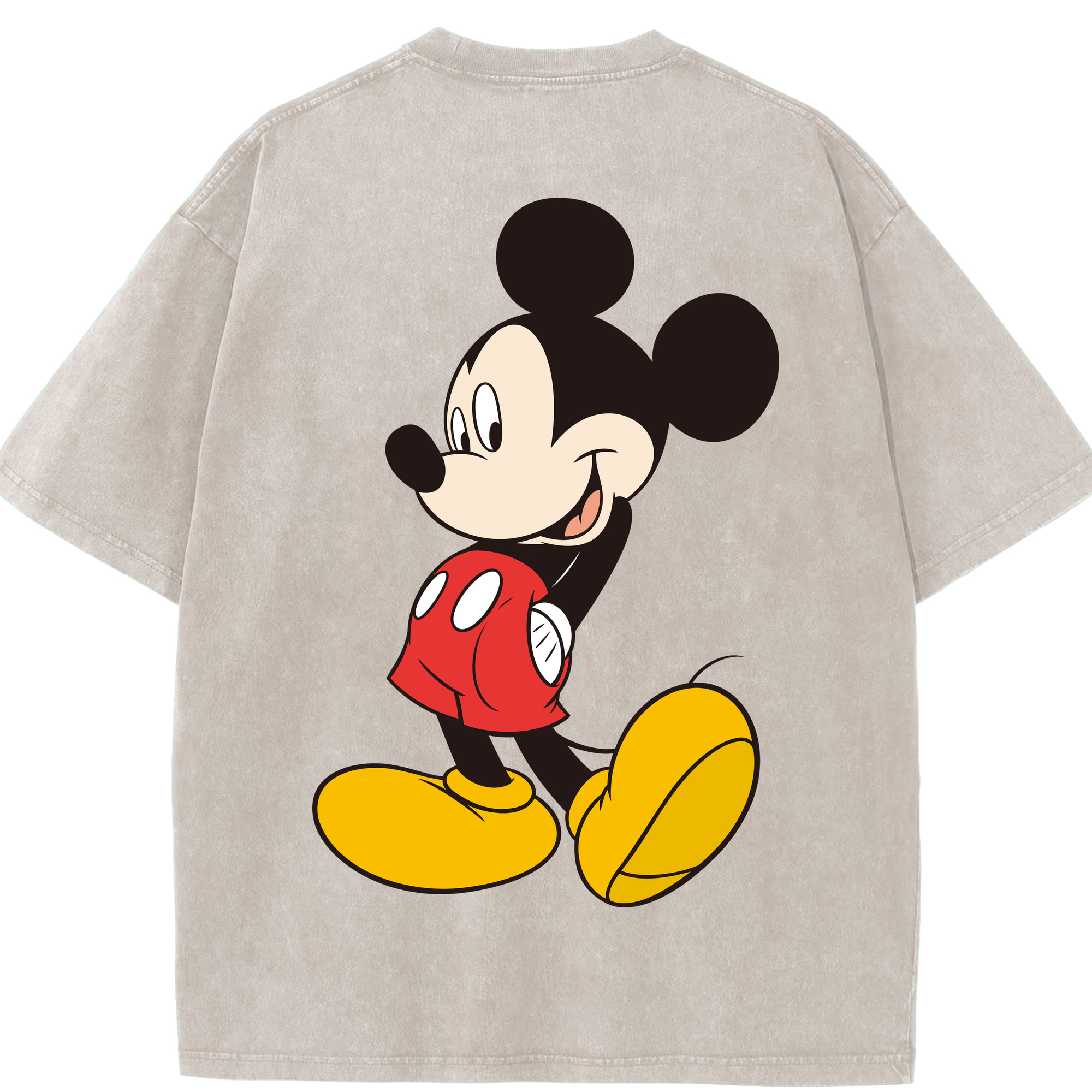 （画像用） ミッキーマウス Mickey Mouse 綿100% ヴィンテージ風 半袖Tシャツ（背面プリント）